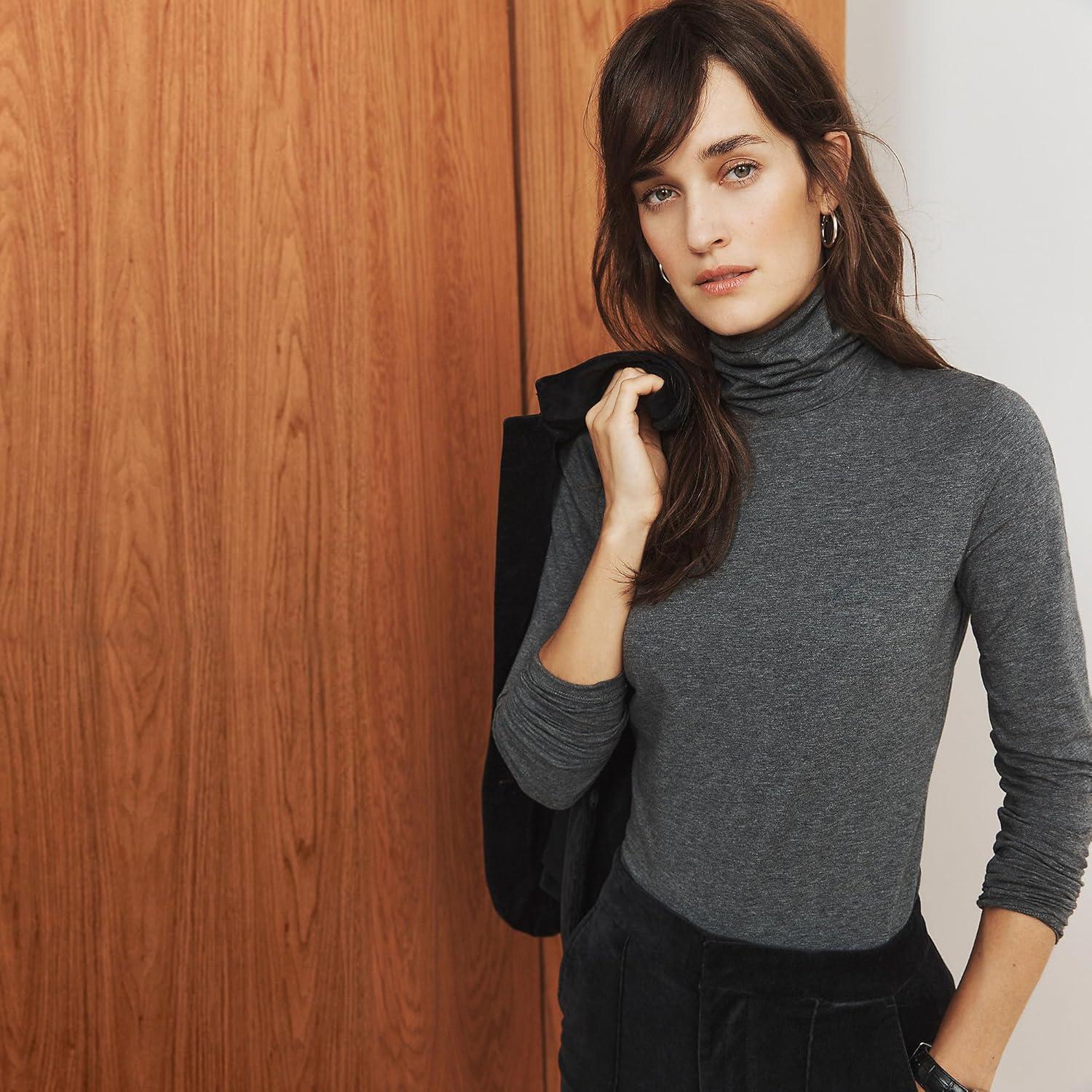 imageLands End Lightweight Jersey Long Sleeve TurtleneckCharcoal Heather