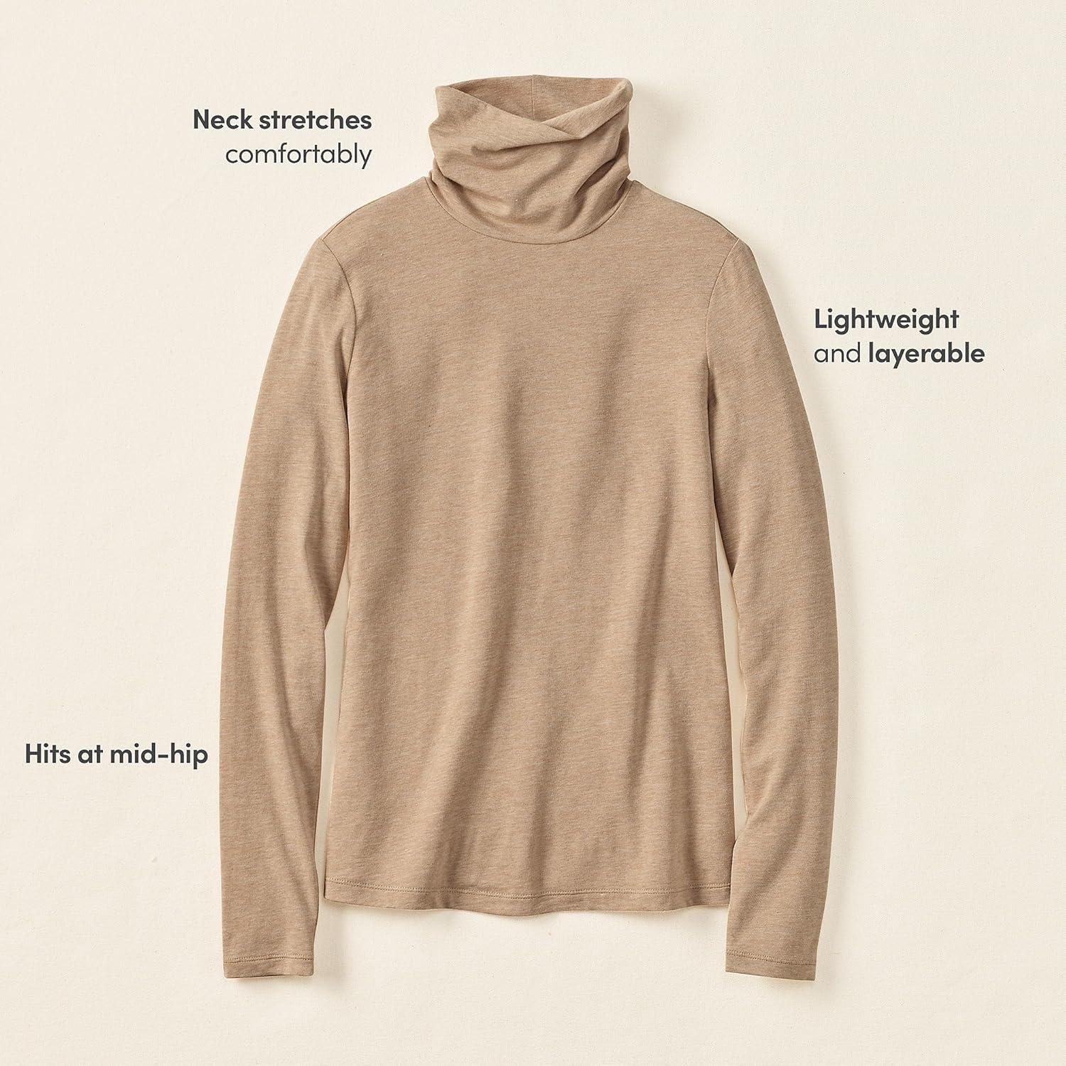 imageLands End Lightweight Jersey Long Sleeve TurtleneckLight Toffee Heather