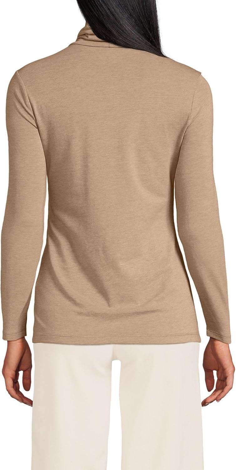 imageLands End Lightweight Jersey Long Sleeve TurtleneckLight Toffee Heather