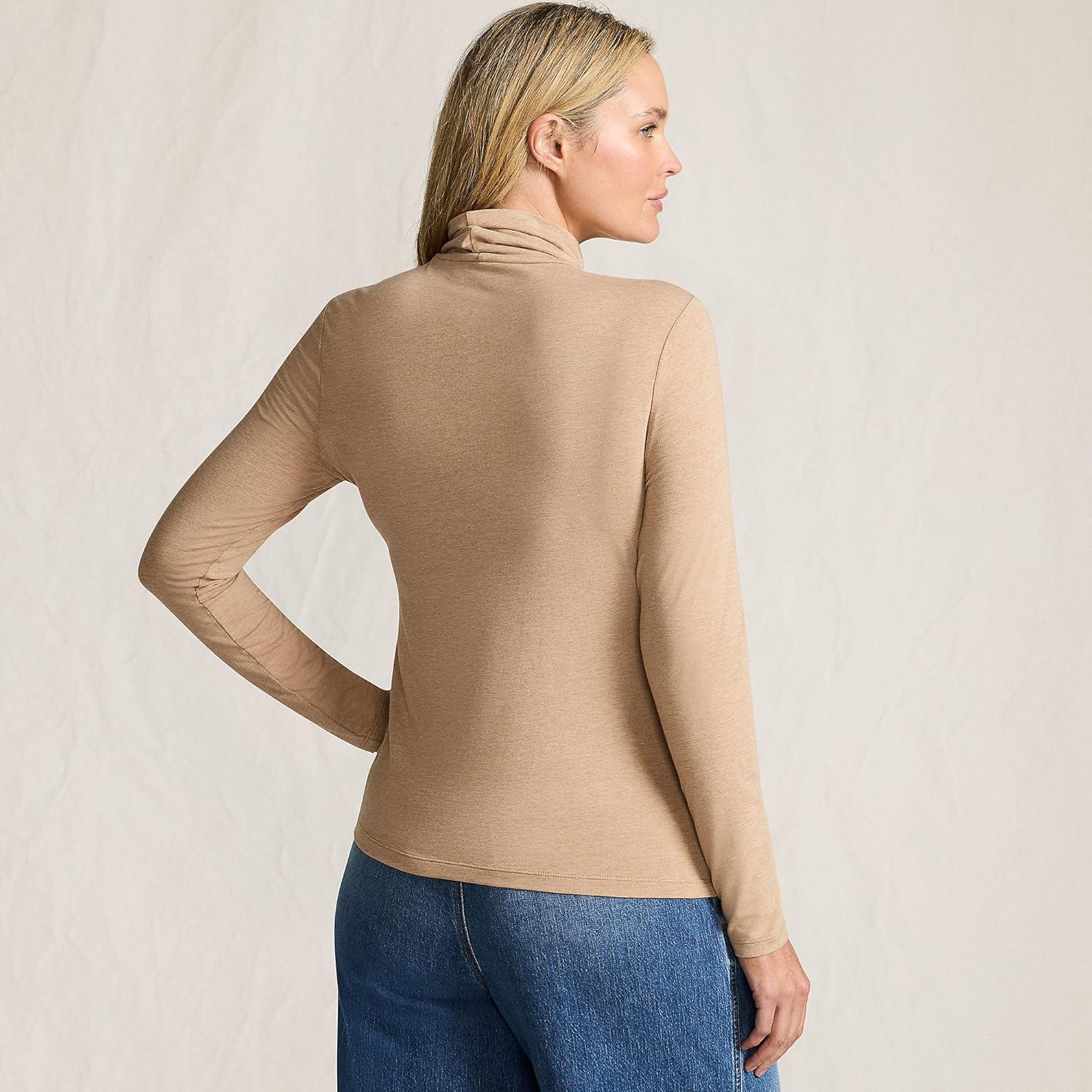 imageLands End Lightweight Jersey Long Sleeve TurtleneckLight Toffee Heather