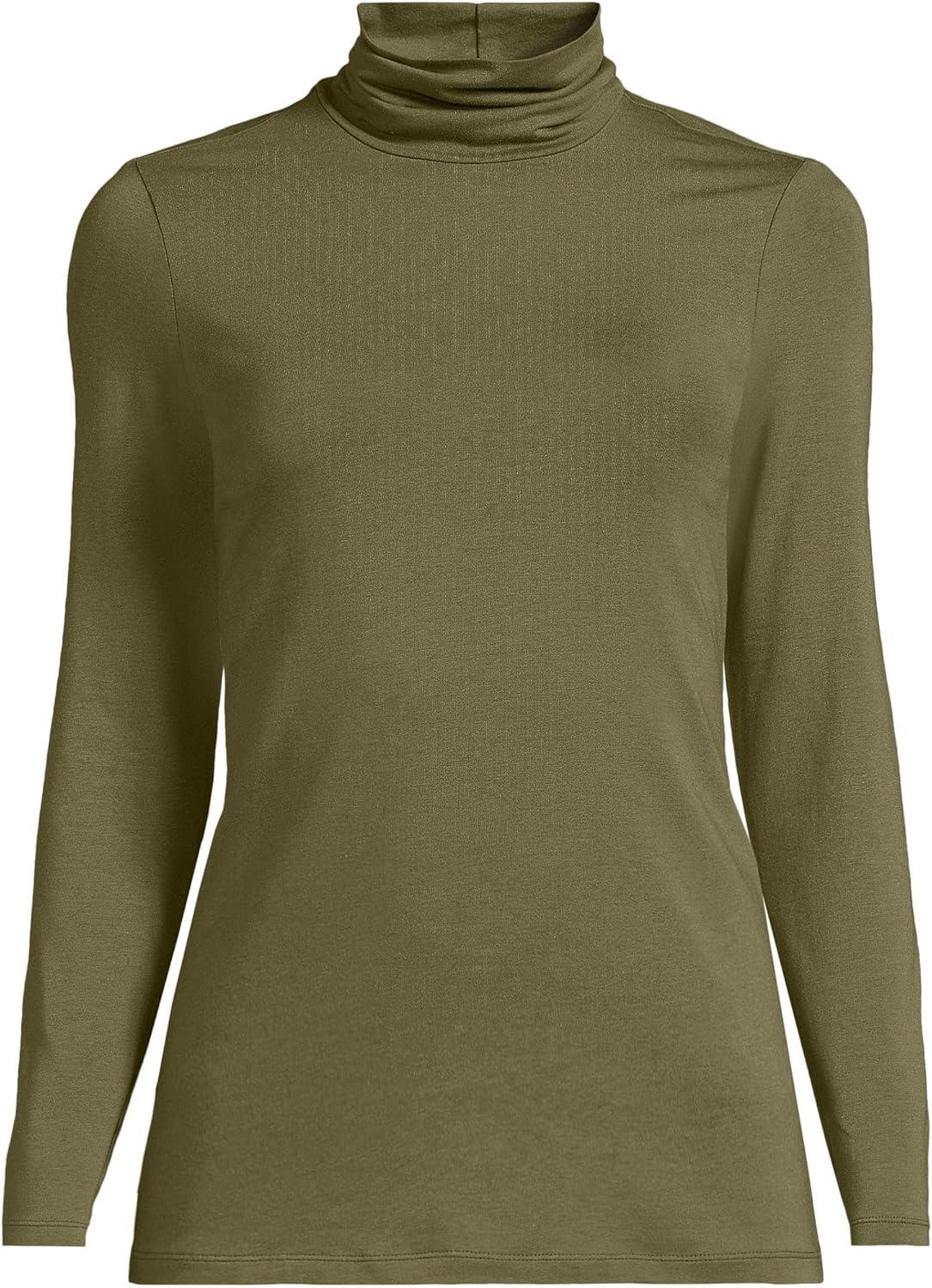 imageLands End Lightweight Jersey Long Sleeve TurtleneckOlive Drab