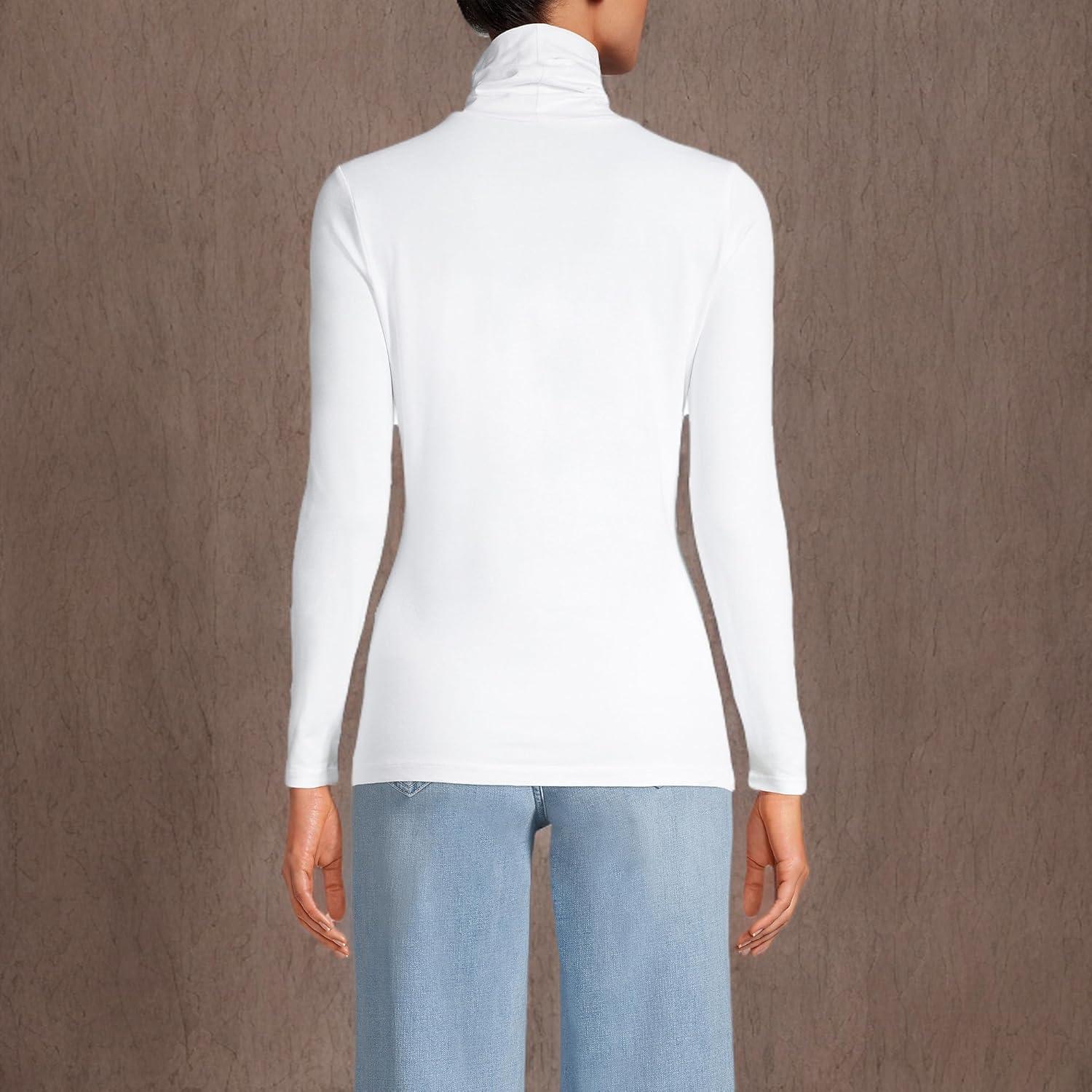 imageLands End Lightweight Jersey Long Sleeve TurtleneckWhite