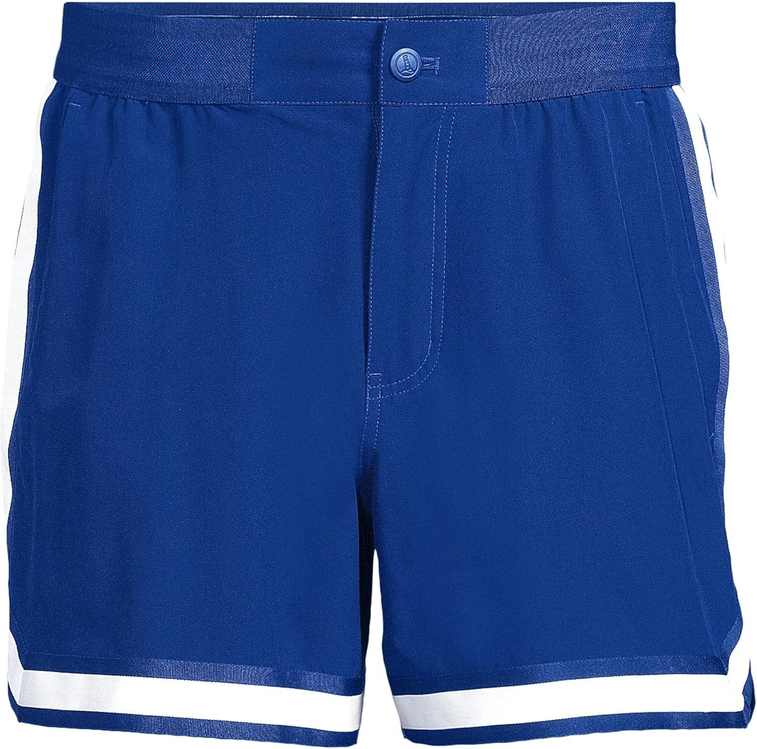 imageLands End Mens 5quot Quick Dry Striped Pull on Board ShortBrilliant Cobalt