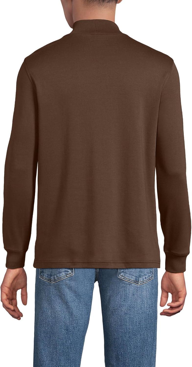 imageLands End Mens AmericanGrown Supima Cotton Mock Turtleneck ShirtDark Walnut Brown