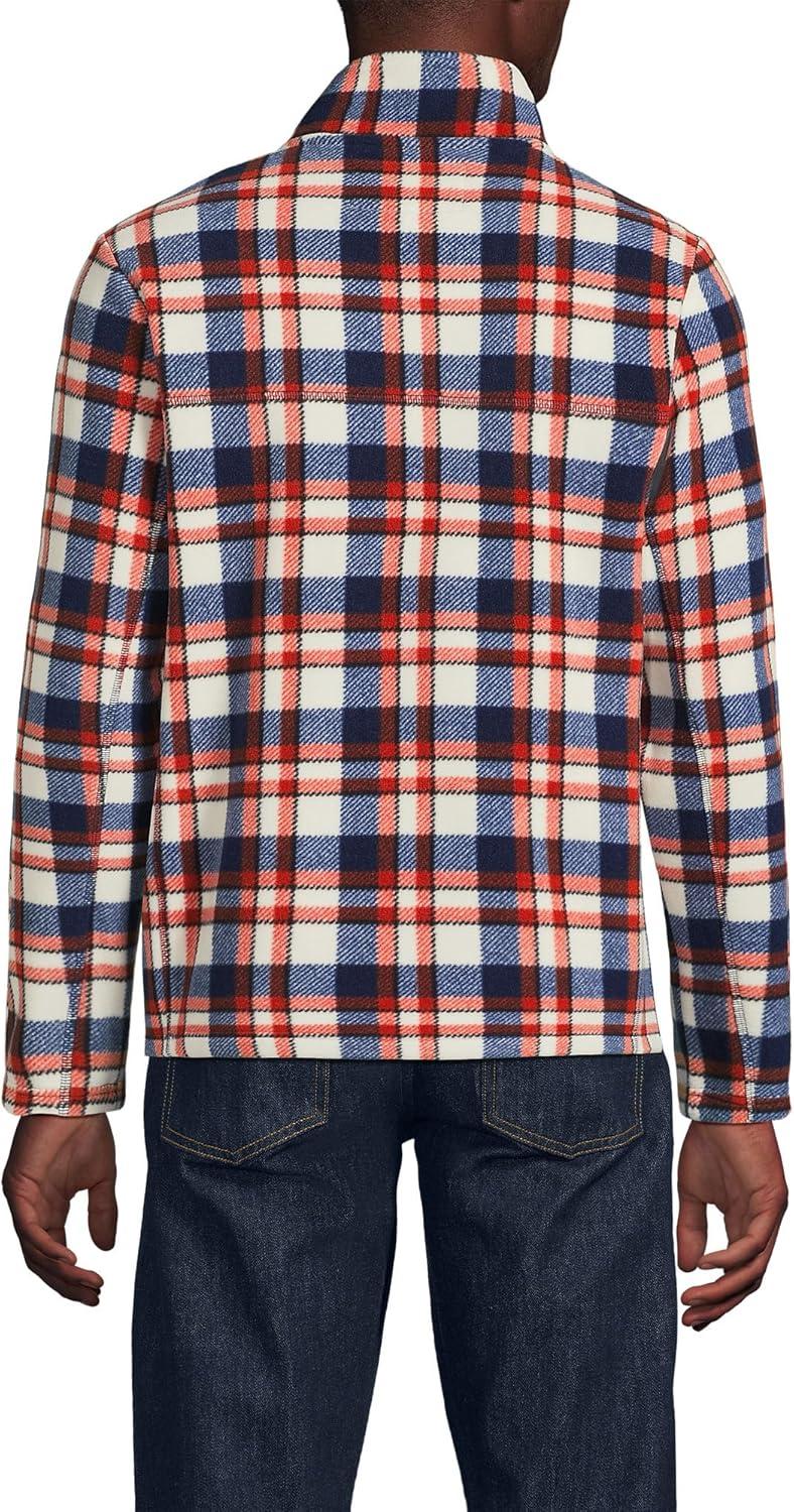 imageLands End Mens Anyweather Fleece Quarter Zip PulloverNavyBourbon Plaid