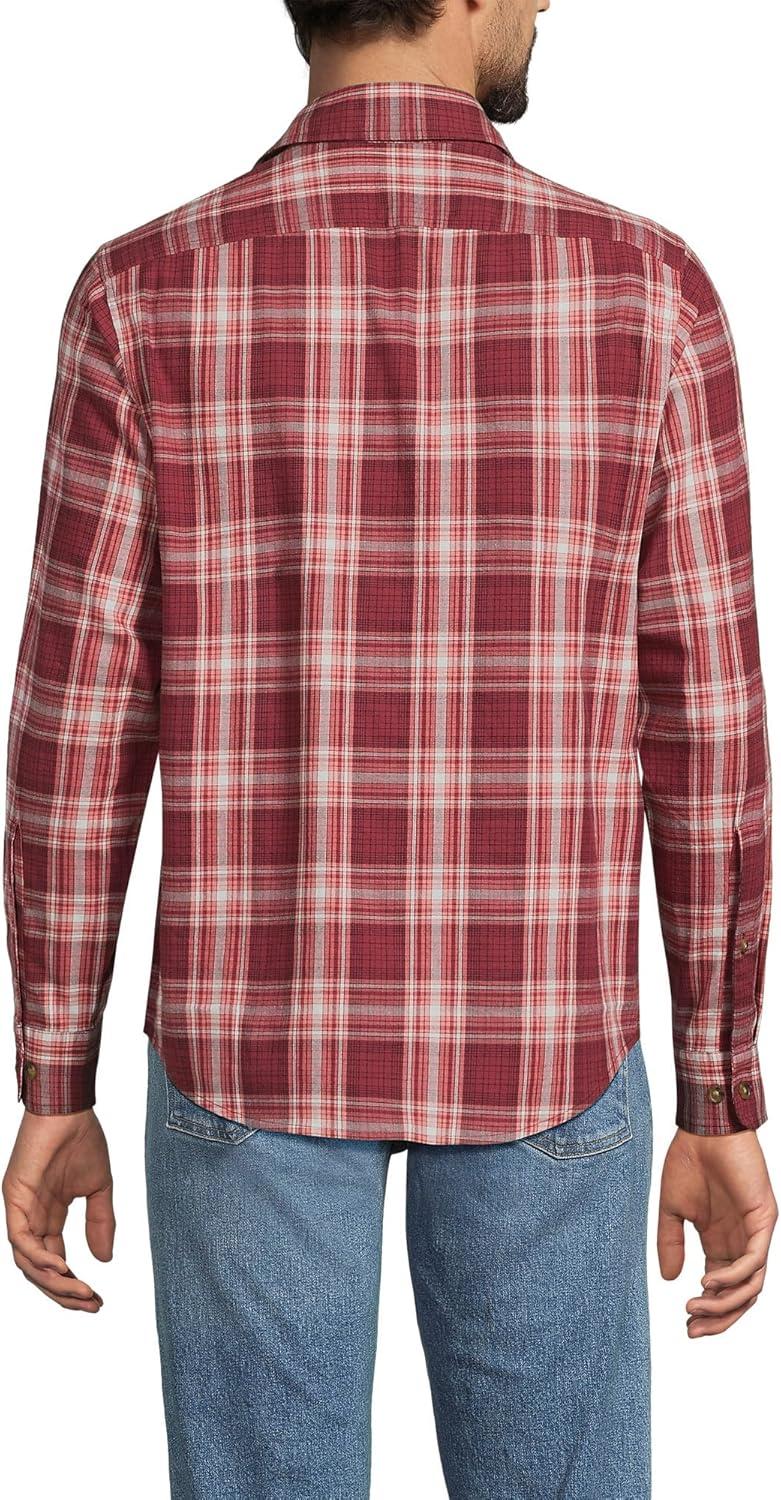 imageLands End Mens Coastal FlannelBurgundy Spritz Plaid