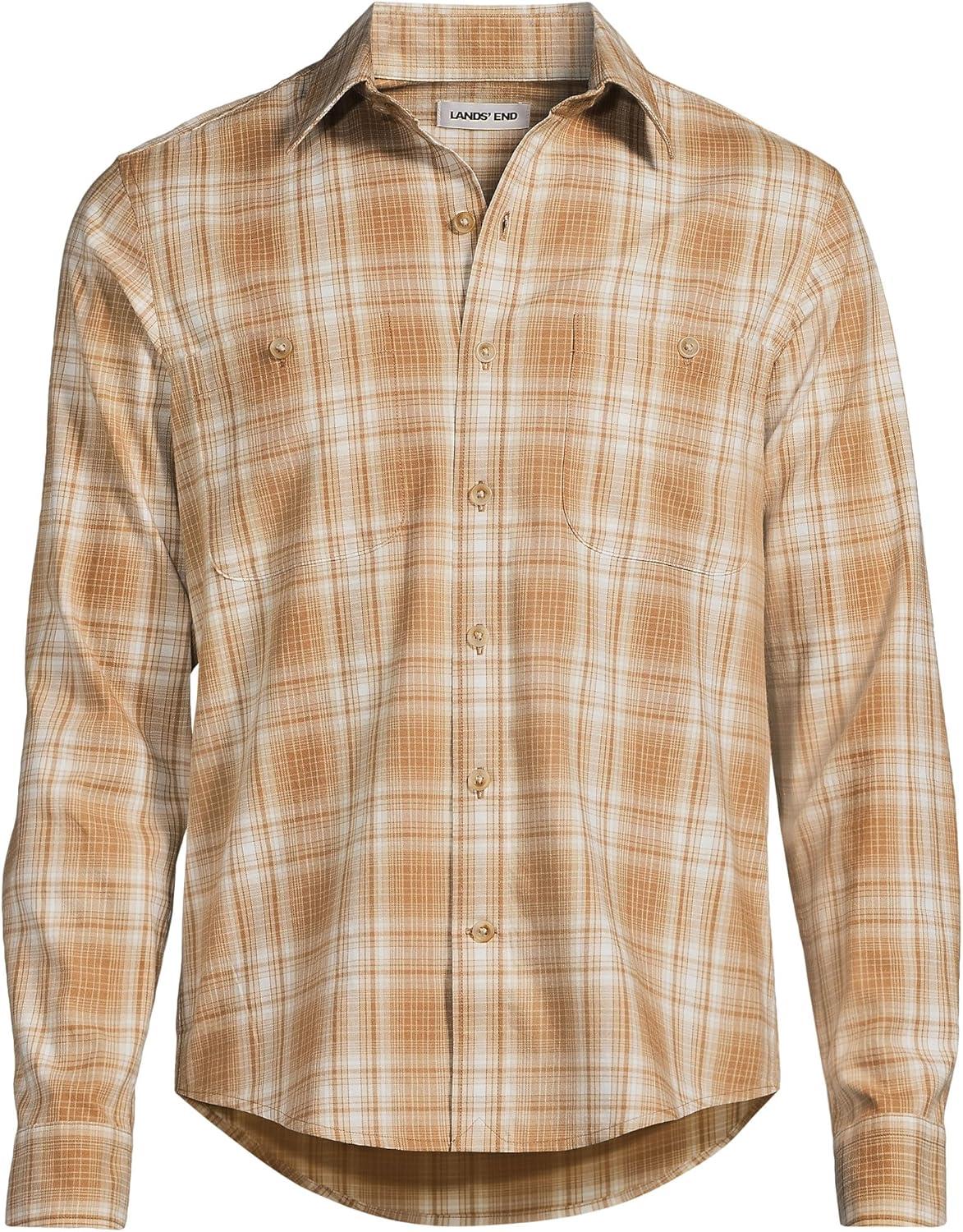 imageLands End Mens Coastal FlannelDesert Tan Plaid