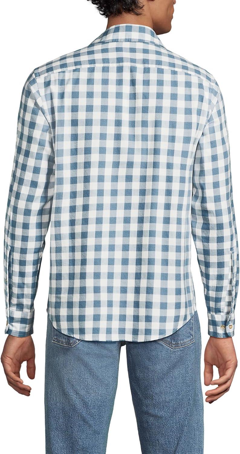 imageLands End Mens Coastal FlannelSoft PeacockIvory Check