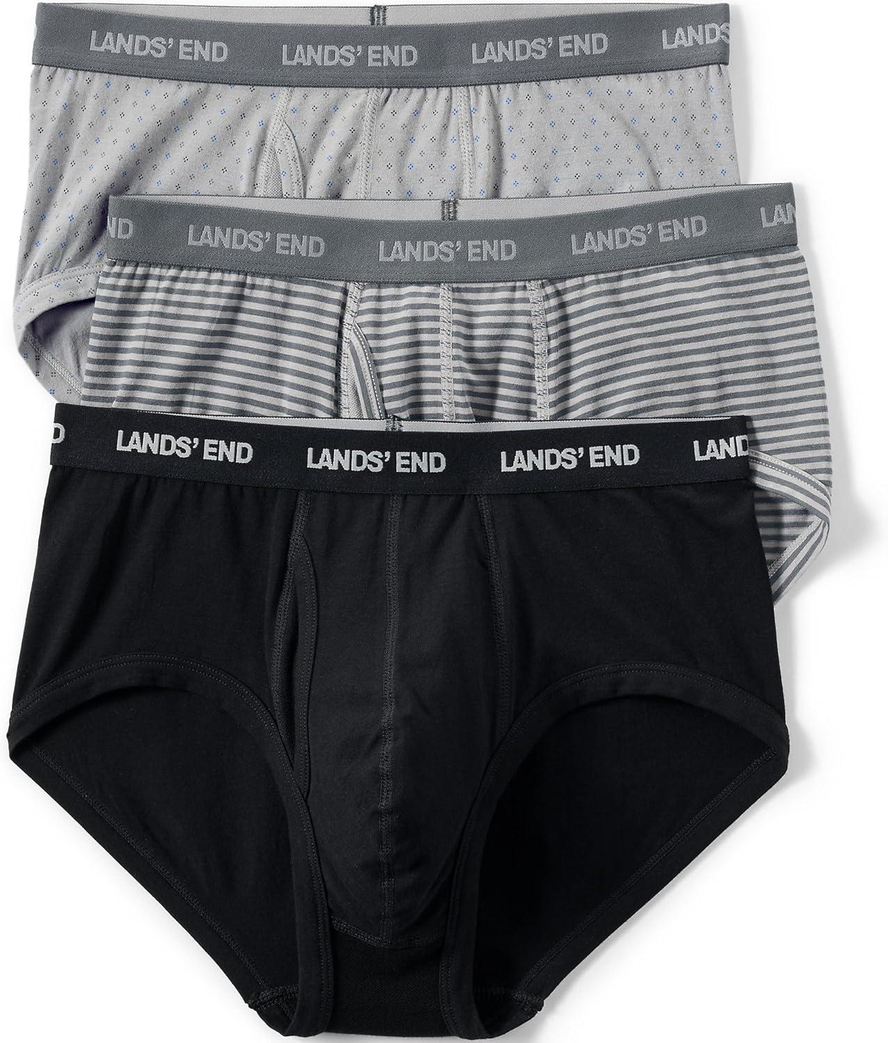 imageLands End Mens Comfort Knit Brief 3 PackBlackGray 3 Pack