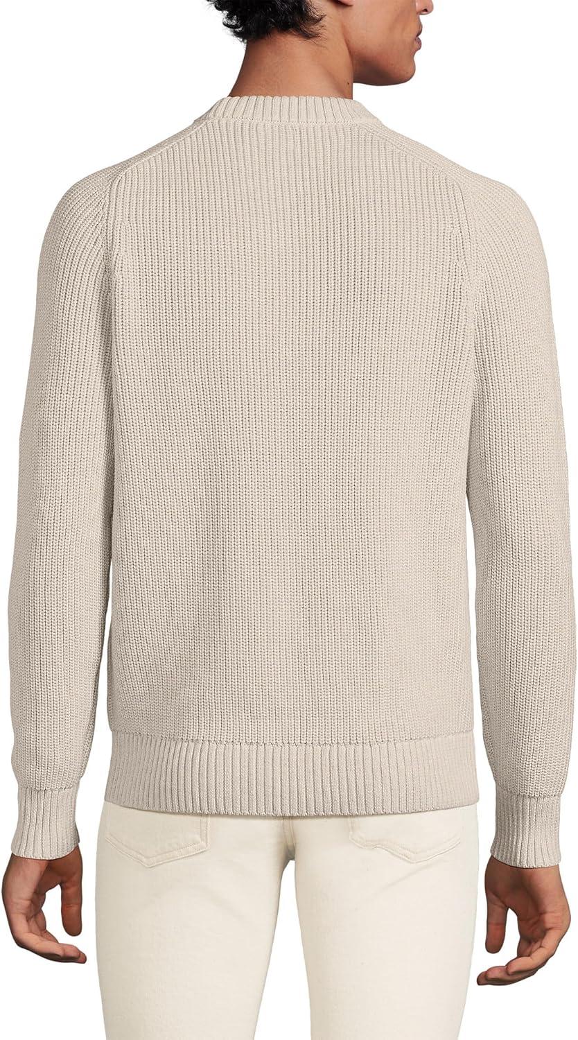 imageLands End Mens Drifter Cotton Crewneck SweaterFlax Heather