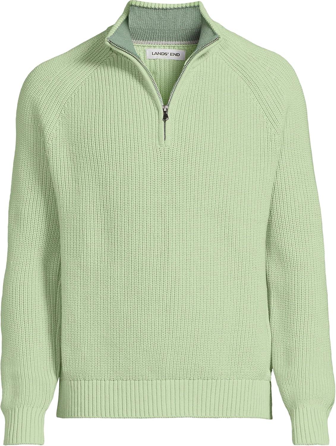 imageLands End Mens Drifter Quarter Zip SweaterAntique Moss