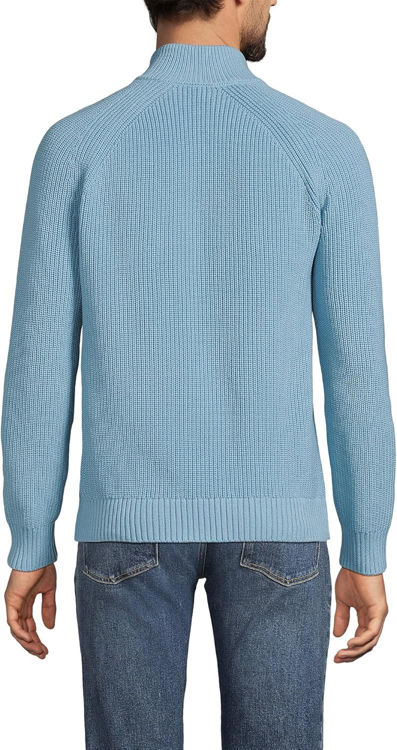 imageLands End Mens Drifter Quarter Zip SweaterLight Storm Blue