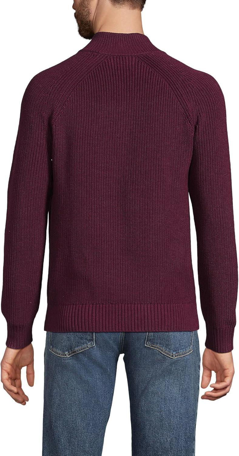 imageLands End Mens Drifter Quarter Zip SweaterLush Burgundy