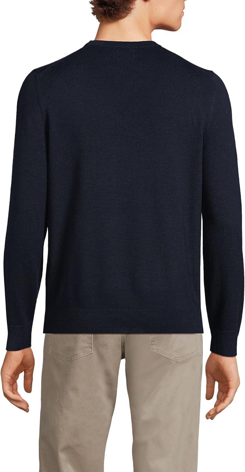 imageLands End Mens Fine Gauge Cotton Crew Neck SweaterRadiant Navy