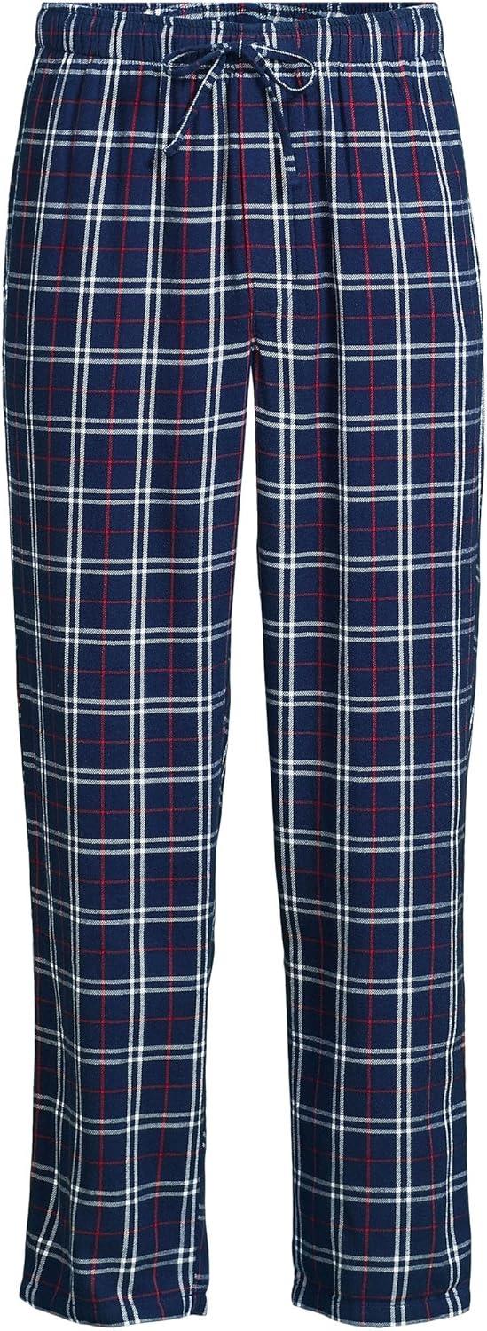imageLands End Mens Flannel Pajama PantsDeep Sea NavyRich Red Plaid