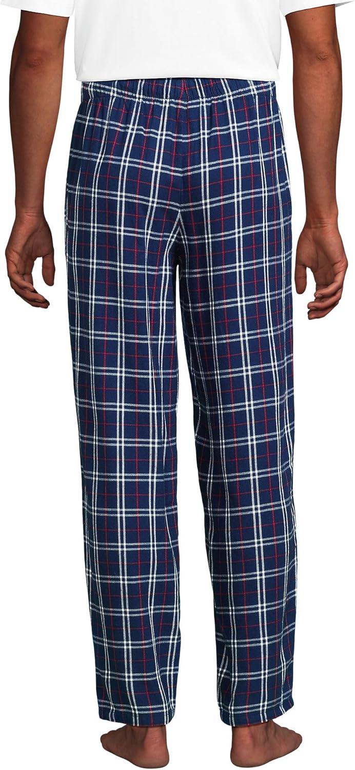 imageLands End Mens Flannel Pajama PantsDeep Sea NavyRich Red Plaid