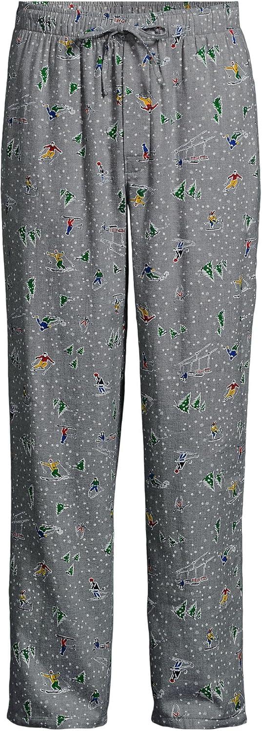 imageLands End Mens Flannel Pajama PantsGray Heather Skiers