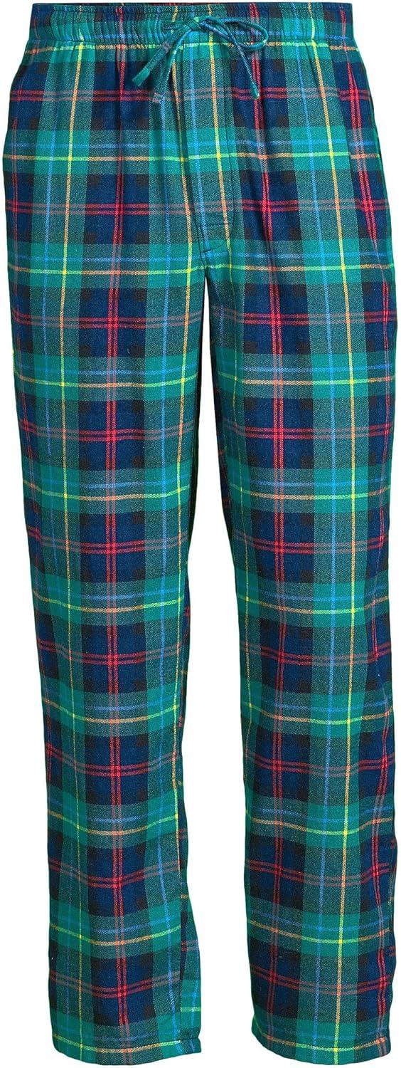 imageLands End Mens Flannel Pajama PantsGreenNavyHeritage Red Plaid