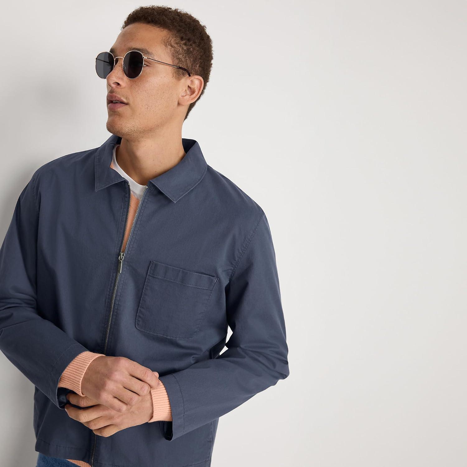 imageLands End Mens Lightweight Full Zip JacketSlate Blue