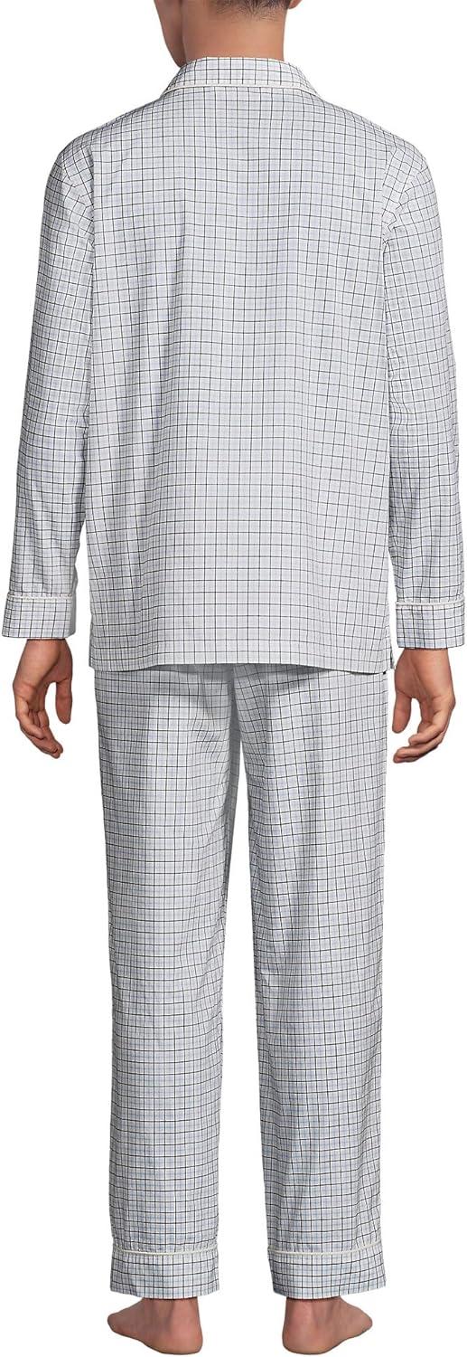 imageLands End Mens Long Sleeve Essential Pajama SetIvoryBlue Tattersall