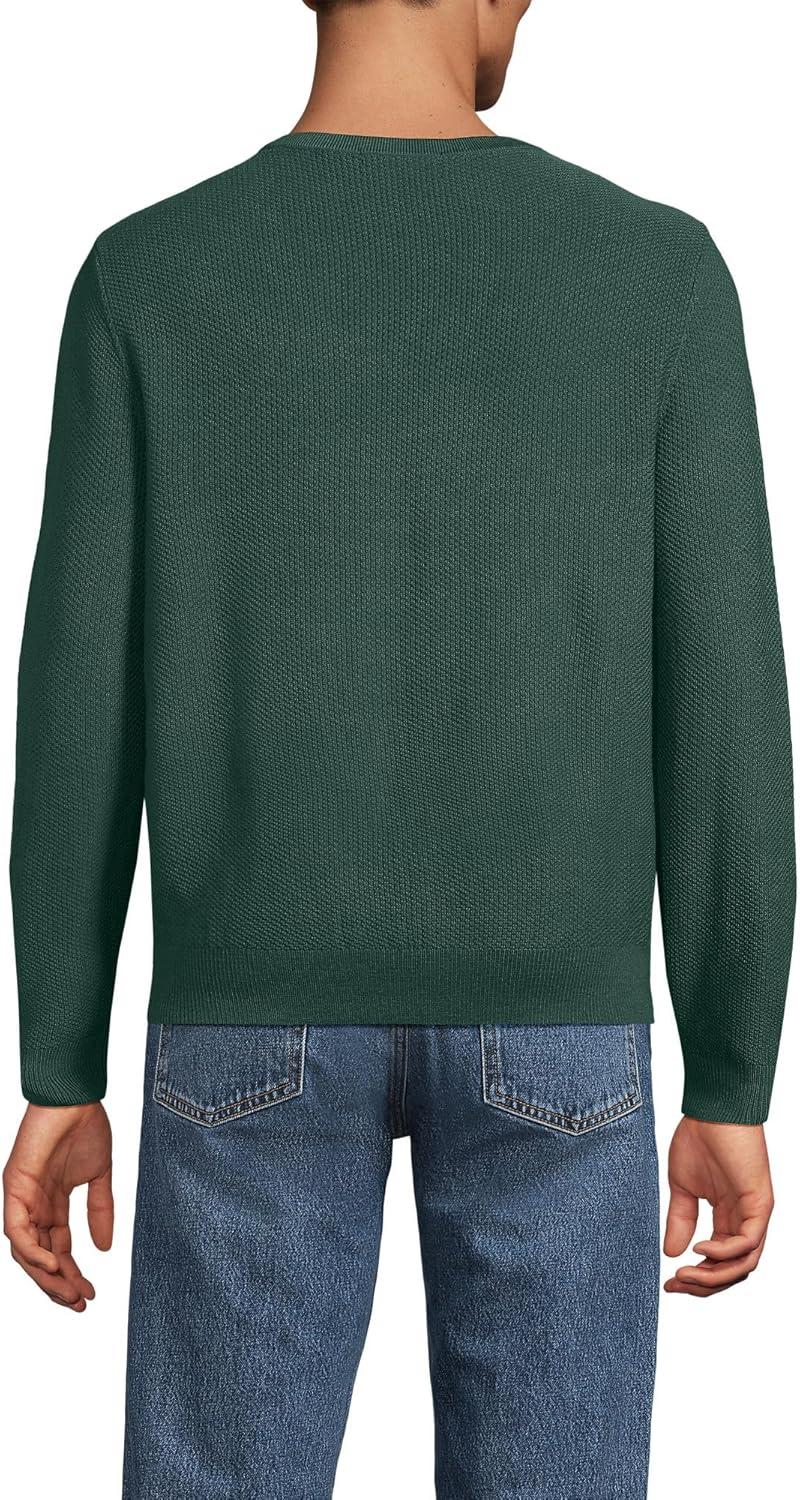 imageLands End Mens Long Sleeve Washable Merino Wool V Neck SweaterDark Evergreen