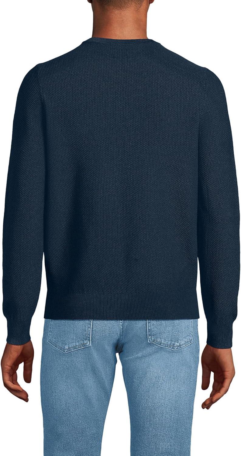 imageLands End Mens Long Sleeve Washable Merino Wool V Neck SweaterRadiant Navy