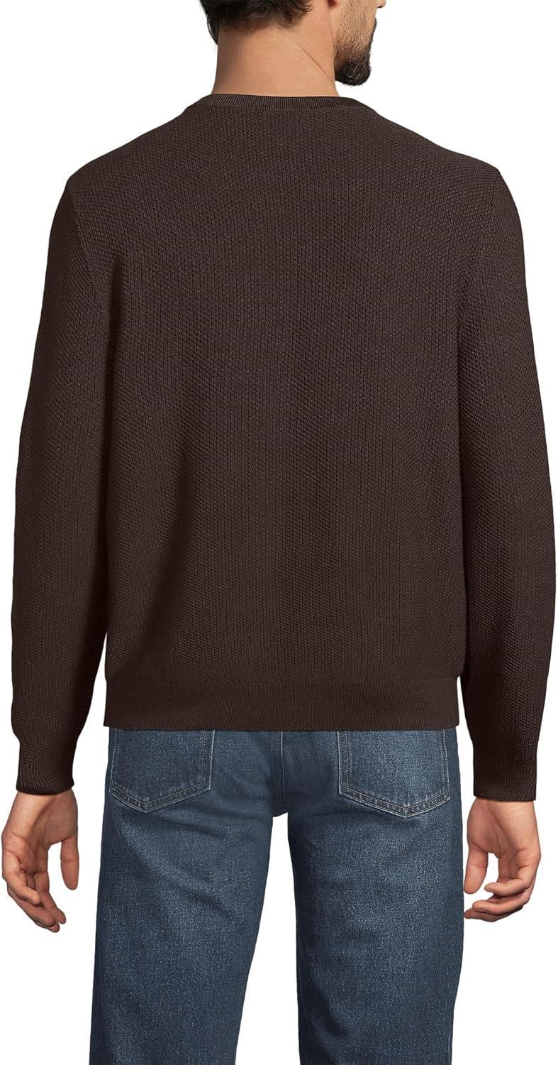 imageLands End Mens Long Sleeve Washable Merino Wool V Neck SweaterRich Coffee