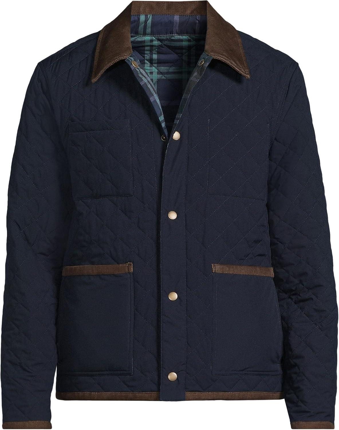 imageLands End Mens Reversible Insulated Barn JacketRadiant NavyNavy Plaid