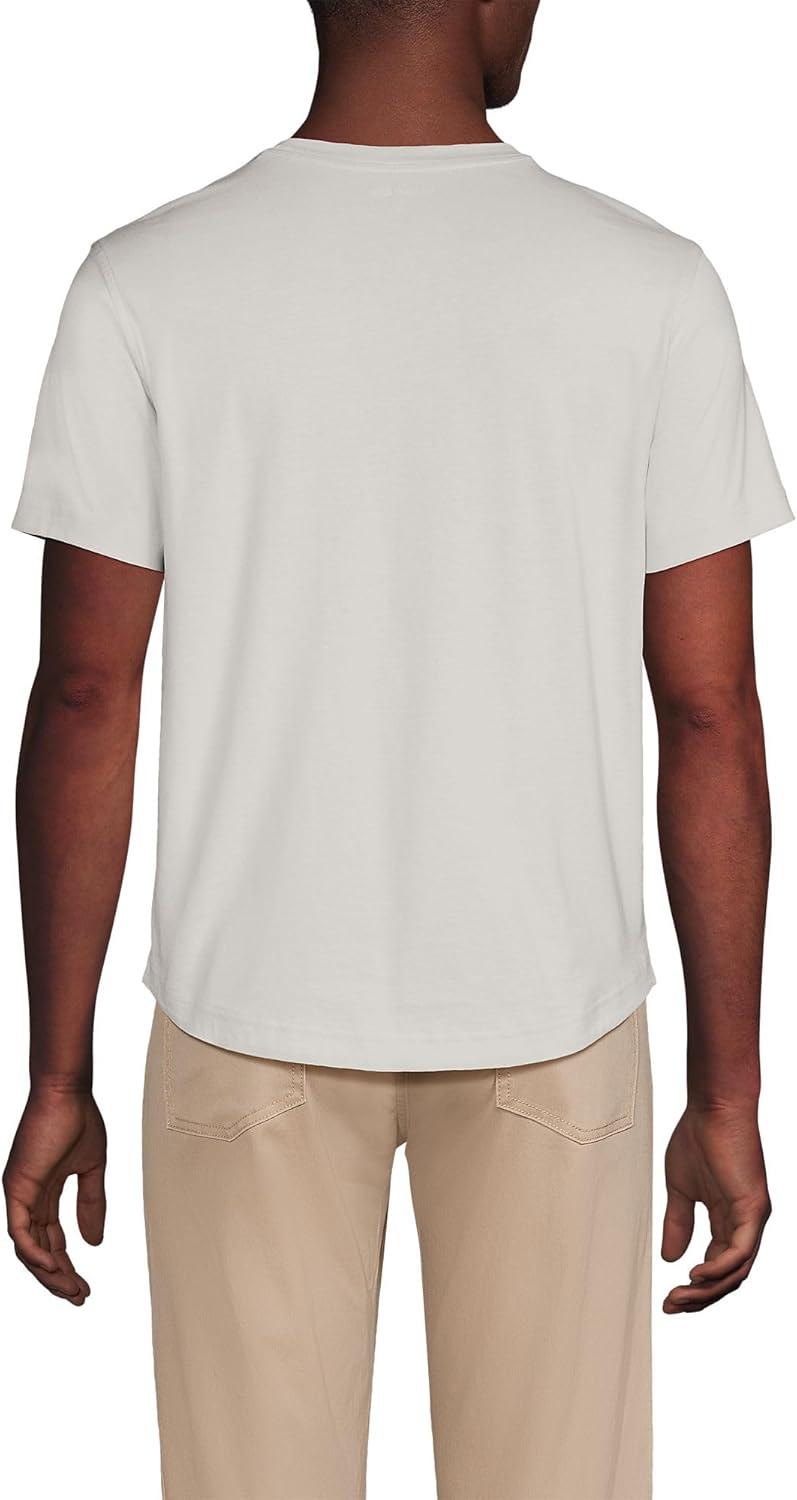 imageLands End Mens Short Sleeve AmericanGrown Supima Cotton Curved Hem TeeLight Stone