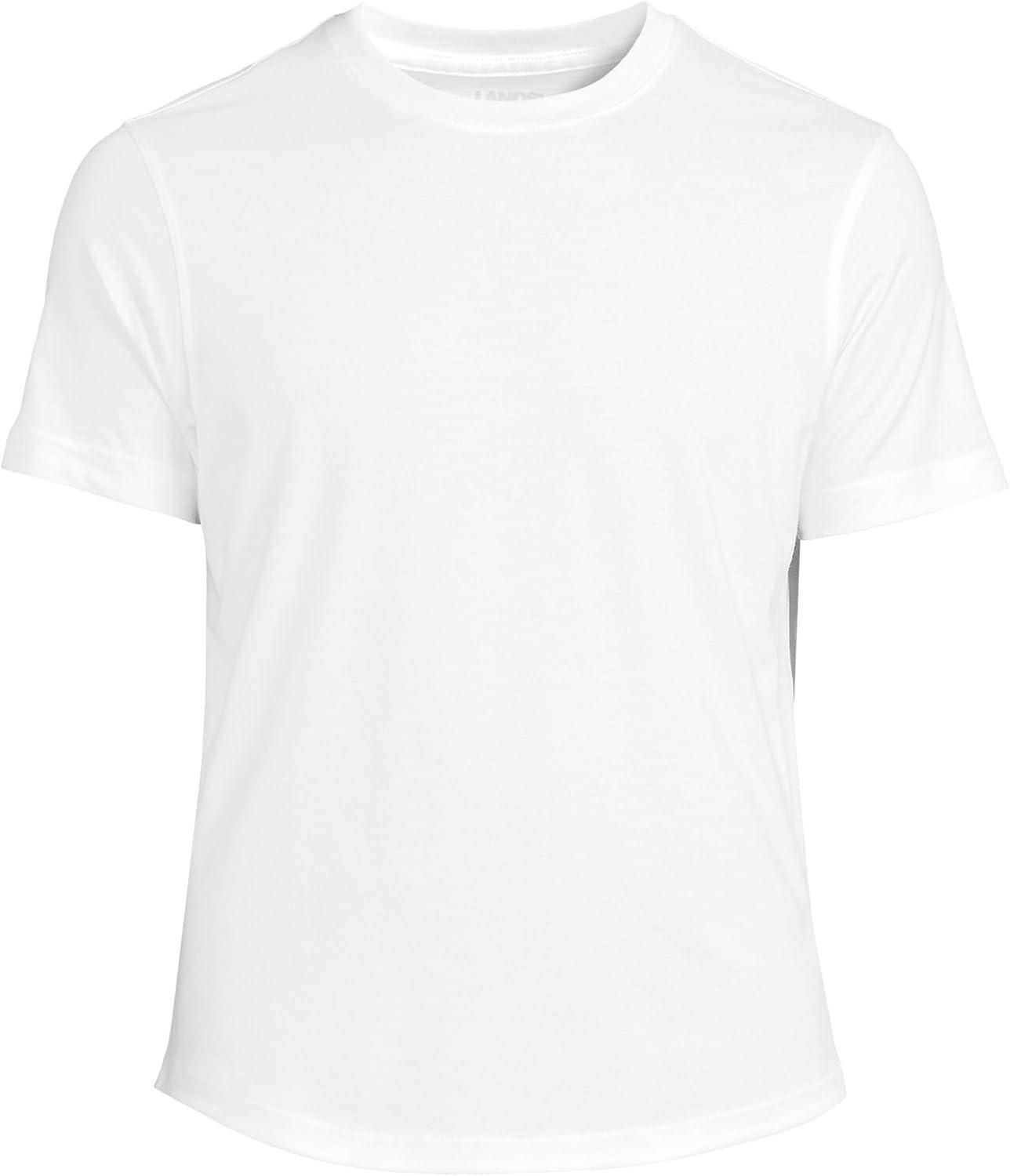 imageLands End Mens Short Sleeve AmericanGrown Supima Cotton Curved Hem TeeWhite