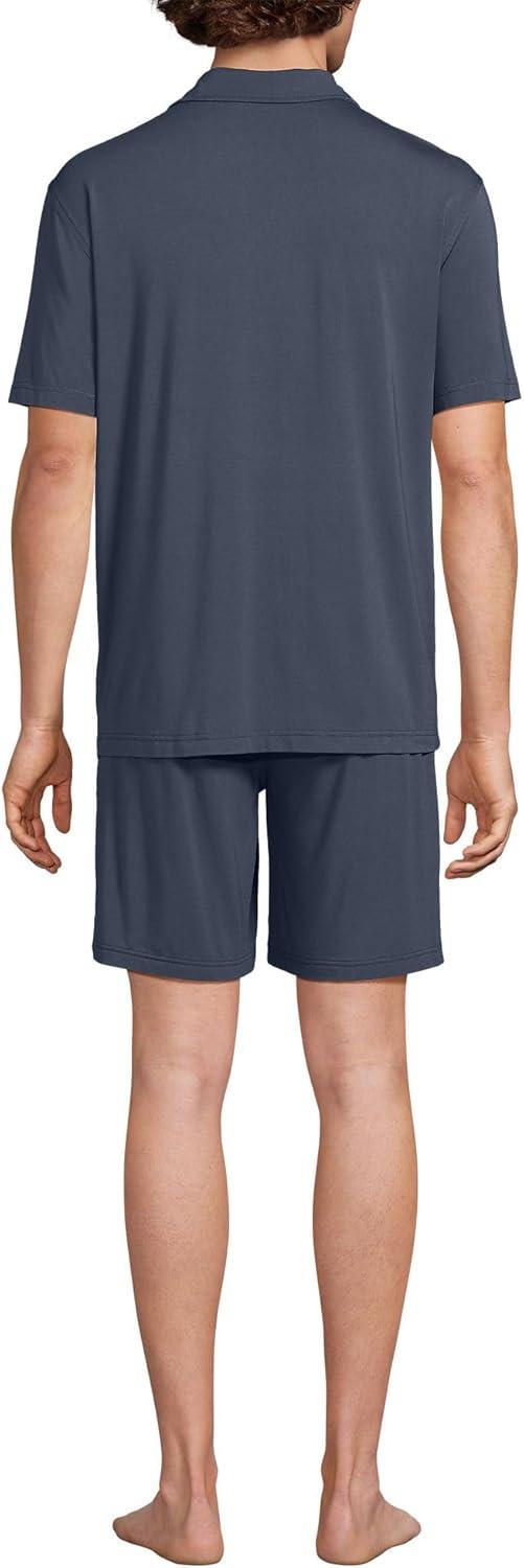 imageLands End Mens Short Sleeve Cooling Knit Short SetSlate Blue