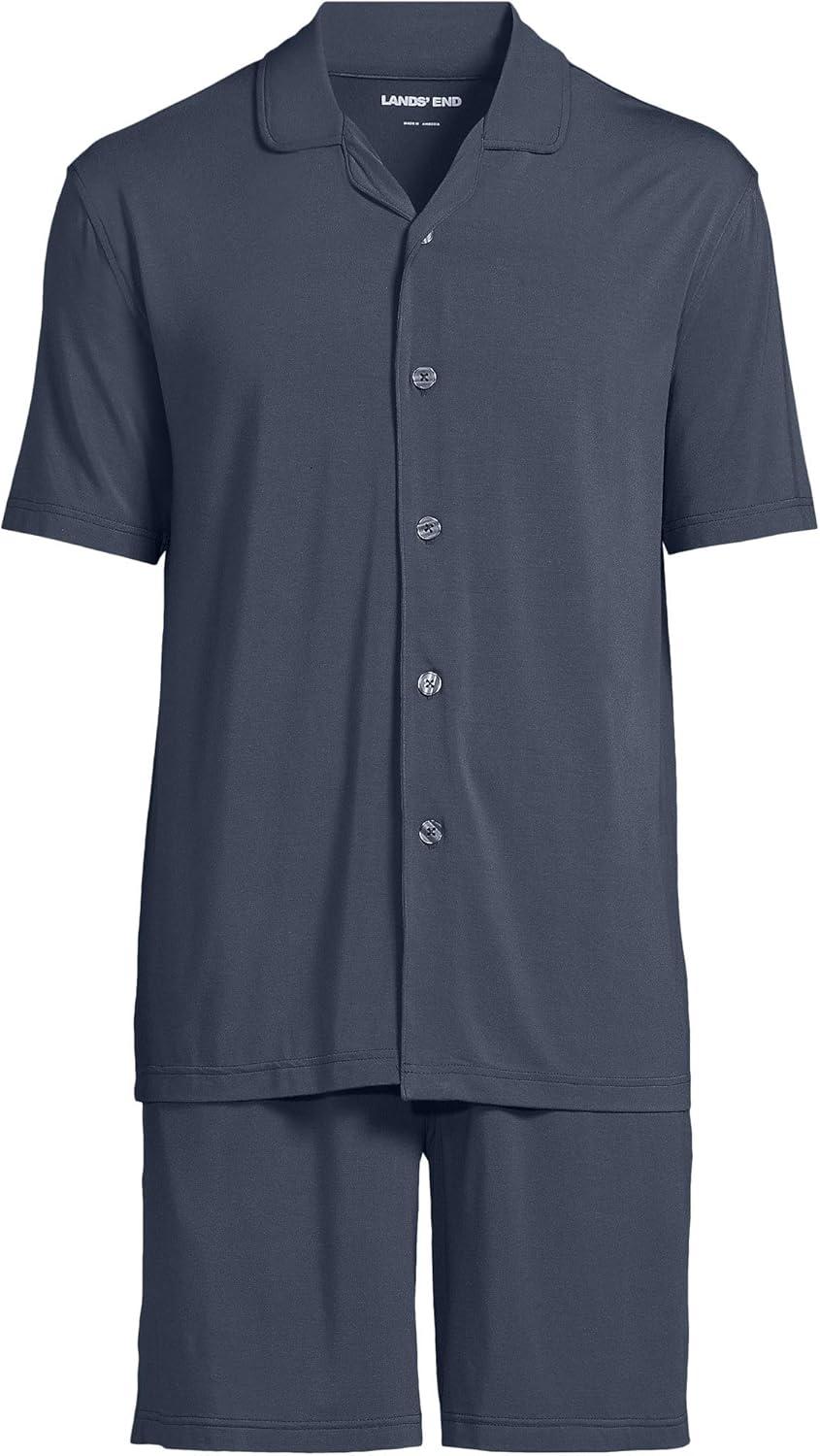 imageLands End Mens Short Sleeve Cooling Knit Short SetSlate Blue