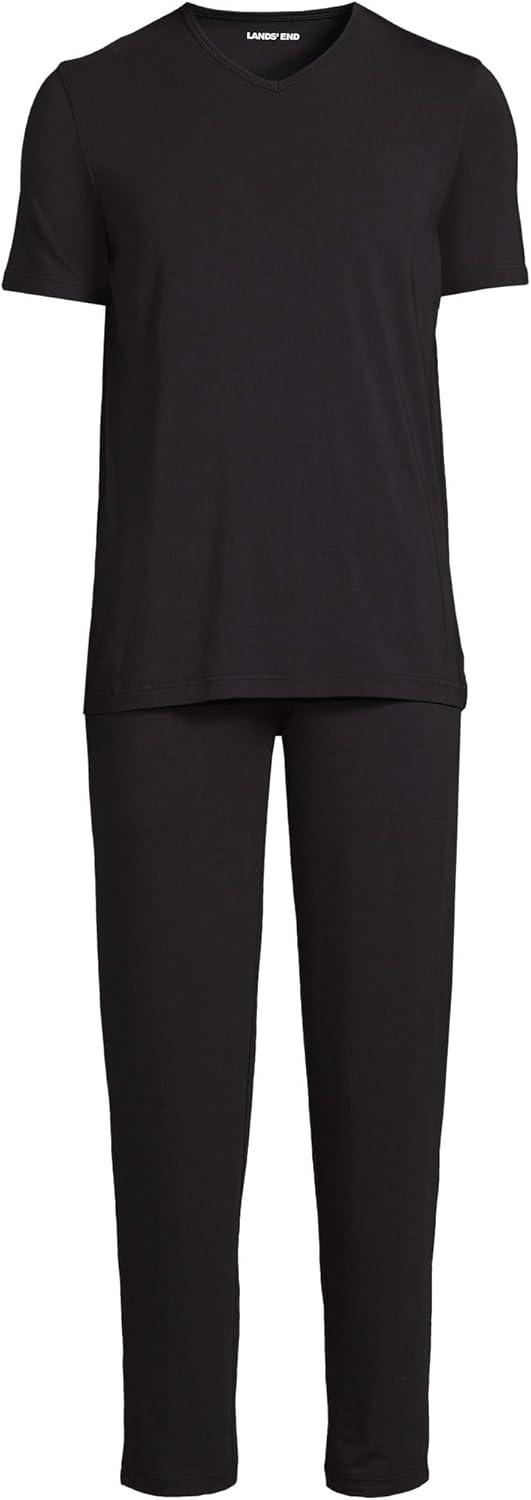 imageLands End Mens Short Sleeve Cooling Knit VNeck Pajama SetBlack