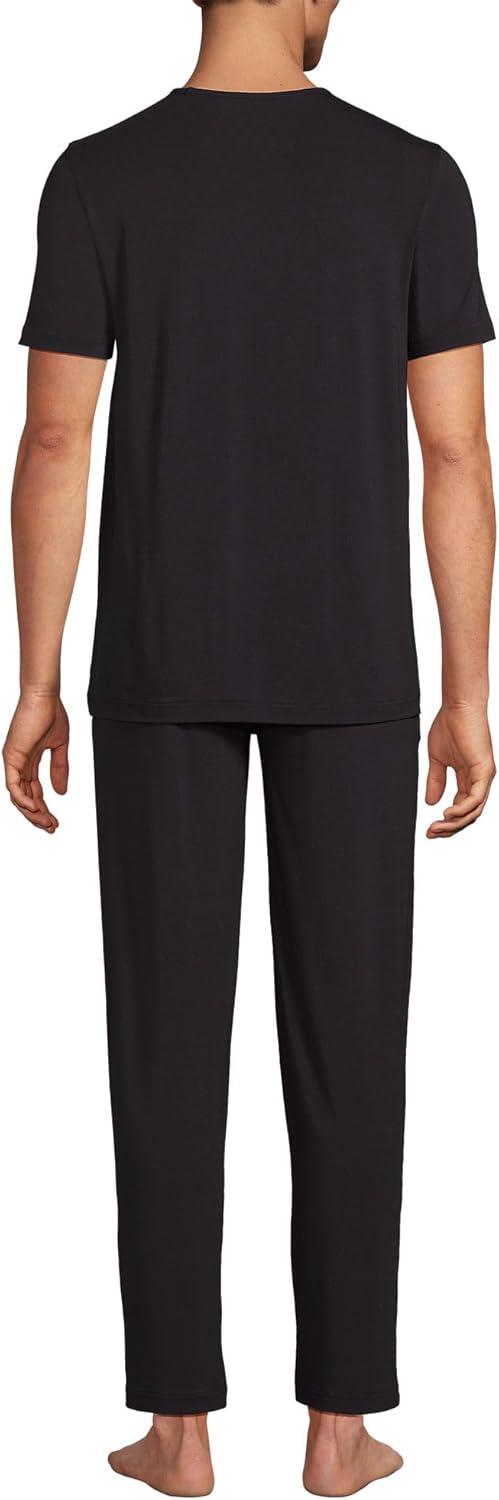 imageLands End Mens Short Sleeve Cooling Knit VNeck Pajama SetBlack