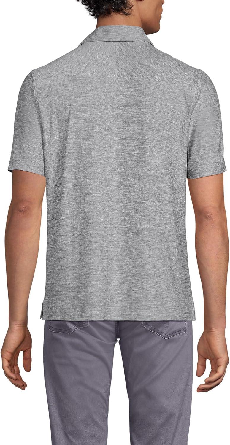 imageLands End Mens Short Sleeve Performance Pieced Yoke Hybrid PoloLight Fog Space Dye