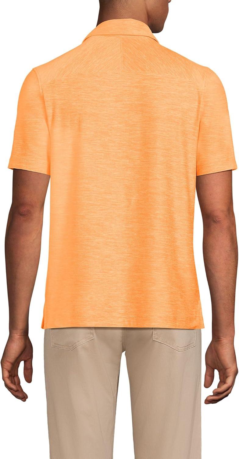 imageLands End Mens Short Sleeve Performance Pieced Yoke Hybrid PoloOrange Mist Space Dye