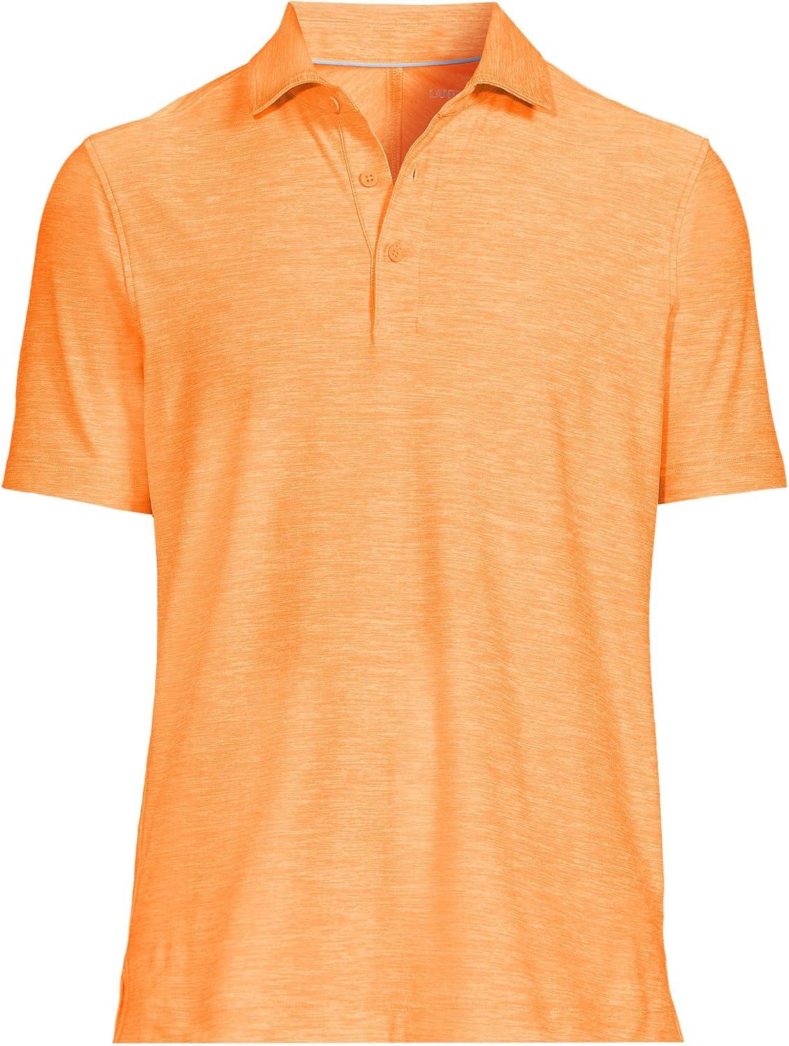 imageLands End Mens Short Sleeve Performance Pieced Yoke Hybrid PoloOrange Mist Space Dye