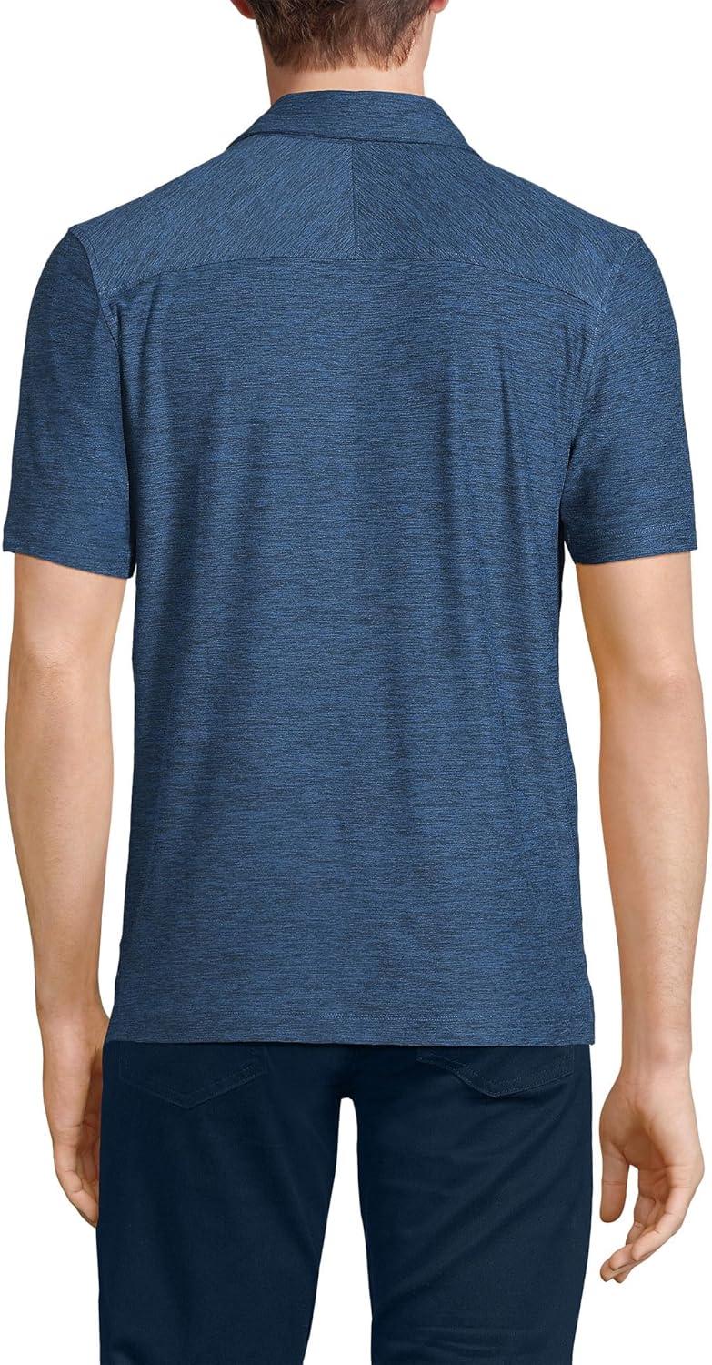 imageLands End Mens Short Sleeve Performance Pieced Yoke Hybrid PoloRadiant Navy Spacedye