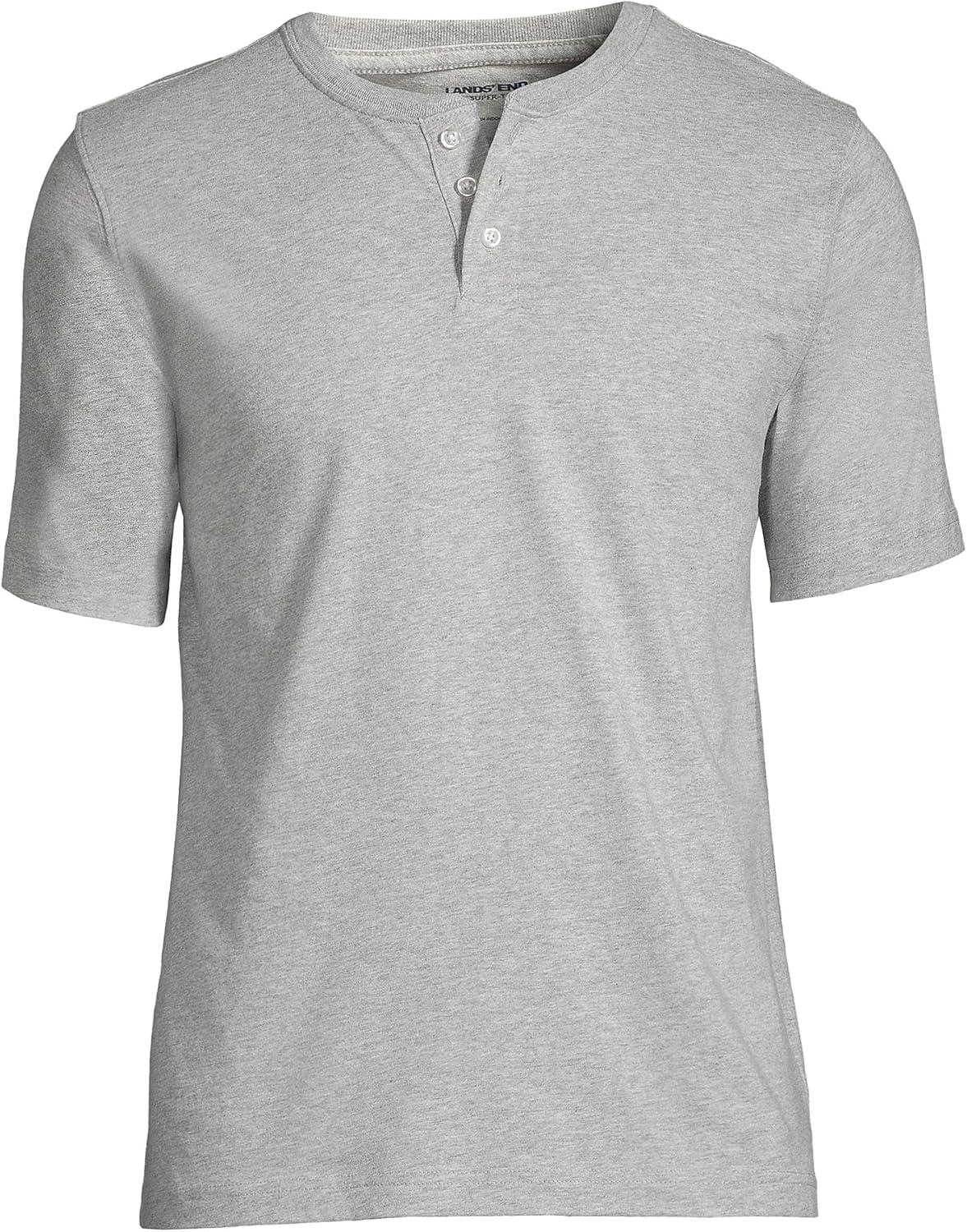 imageLands End Mens Short Sleeve SuperT HenleyGray Heather
