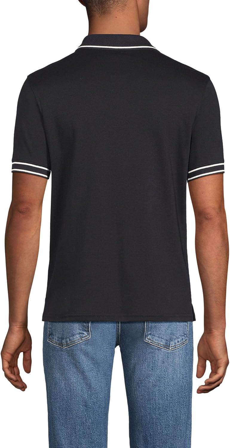 imageLands End Mens Short Sleeve Tipped Welt Pocket AmericanGrown Supima Cotton PoloBlack