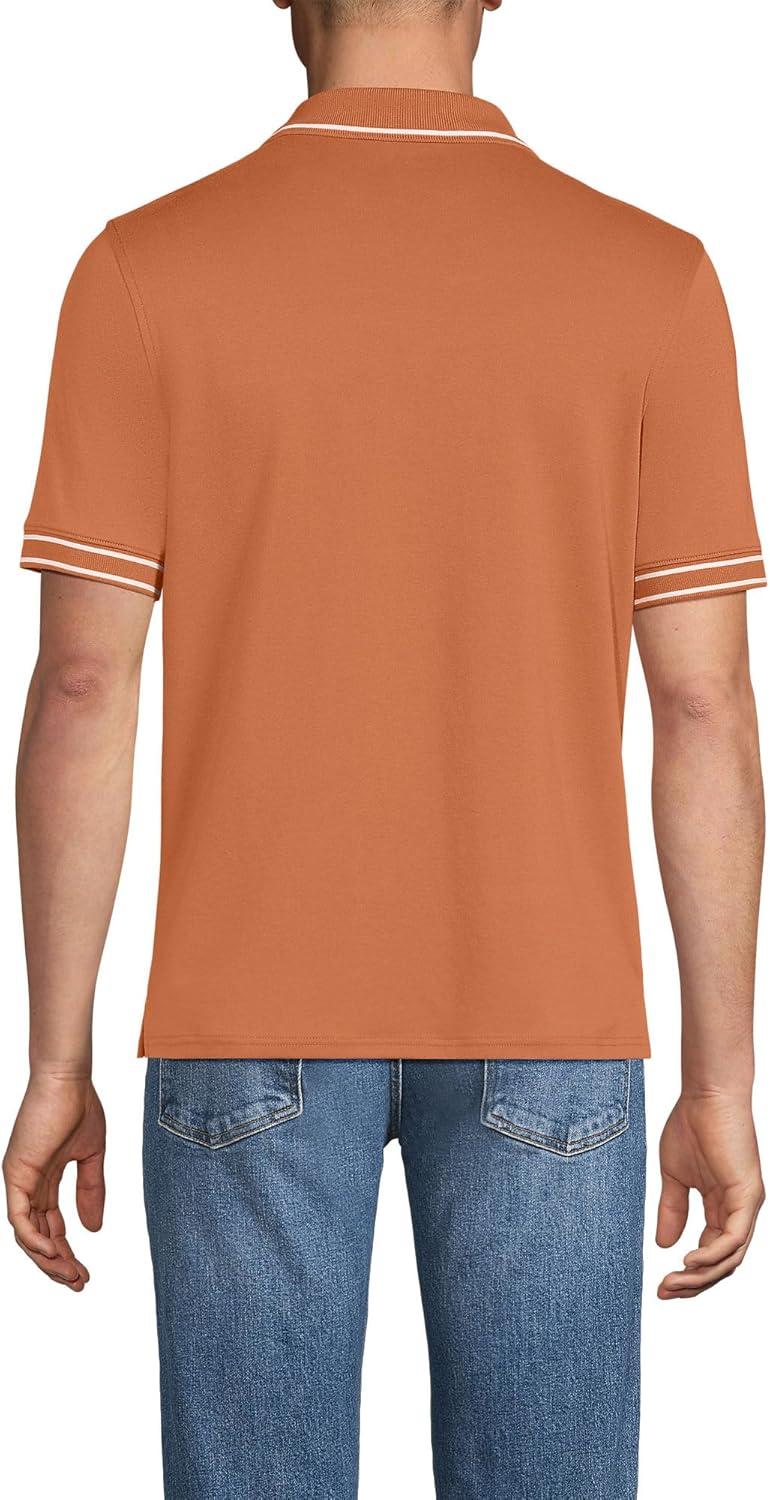 imageLands End Mens Short Sleeve Tipped Welt Pocket AmericanGrown Supima Cotton PoloCopper Orange