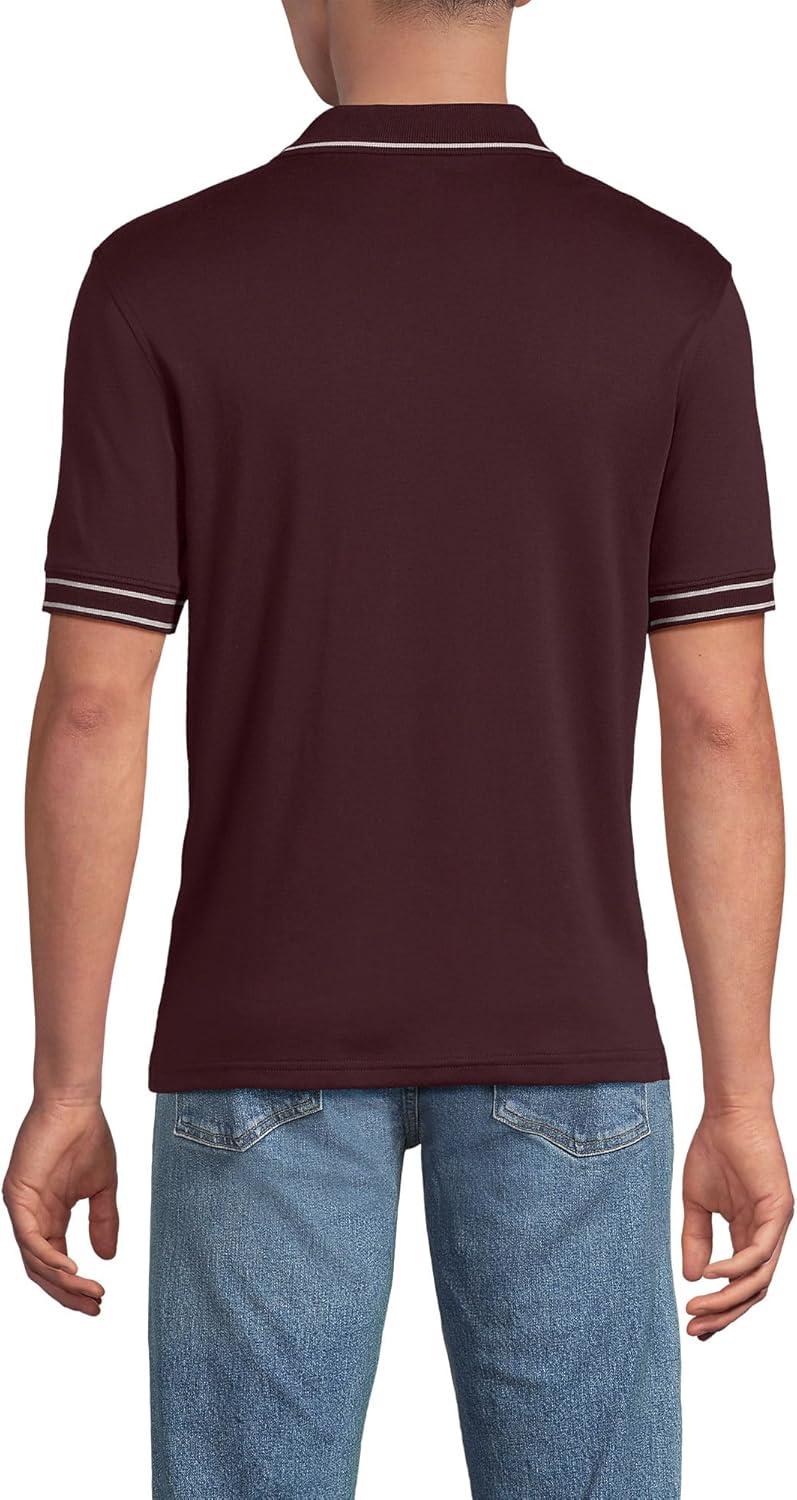 imageLands End Mens Short Sleeve Tipped Welt Pocket AmericanGrown Supima Cotton PoloLush Burgundy