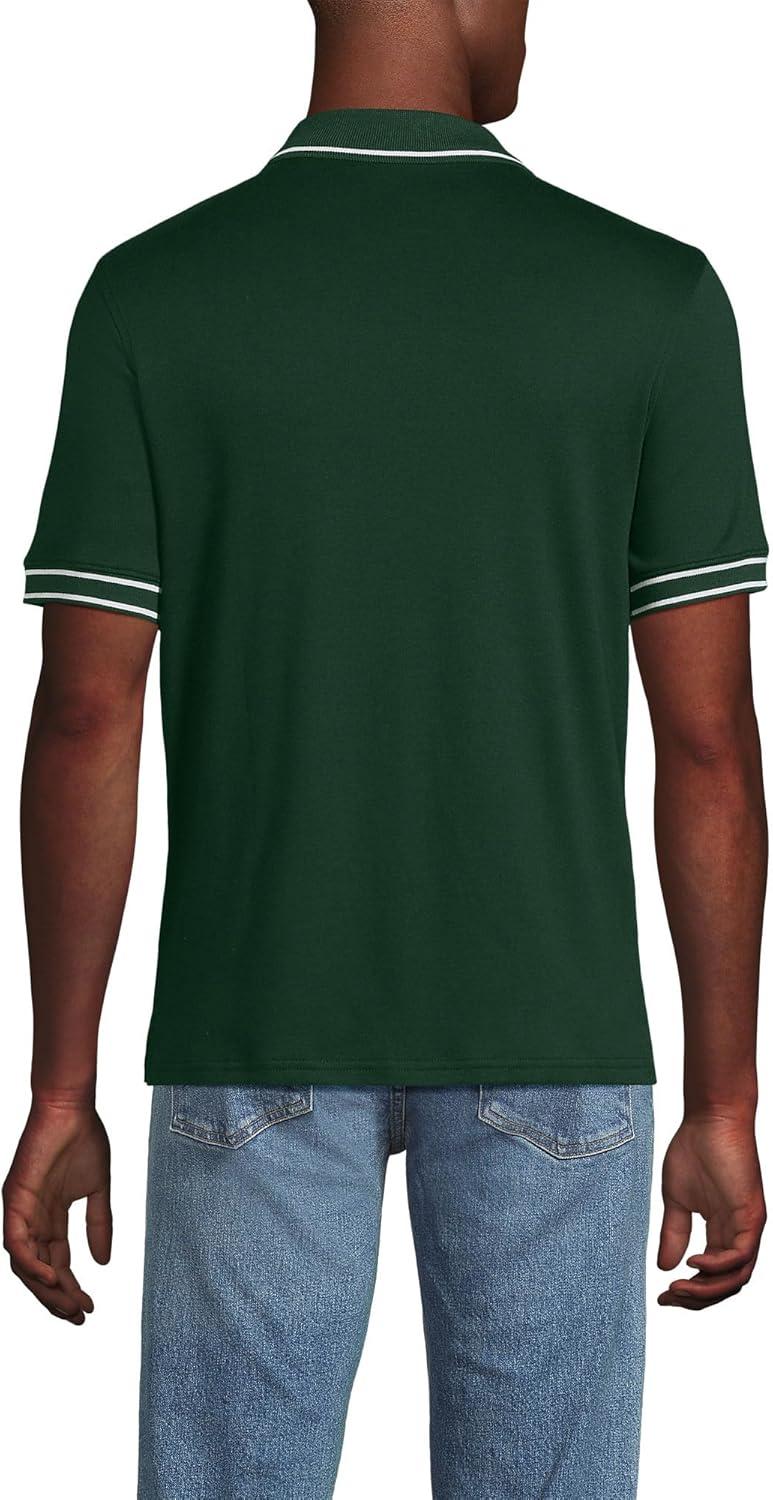 imageLands End Mens Short Sleeve Tipped Welt Pocket AmericanGrown Supima Cotton PoloPine Valley