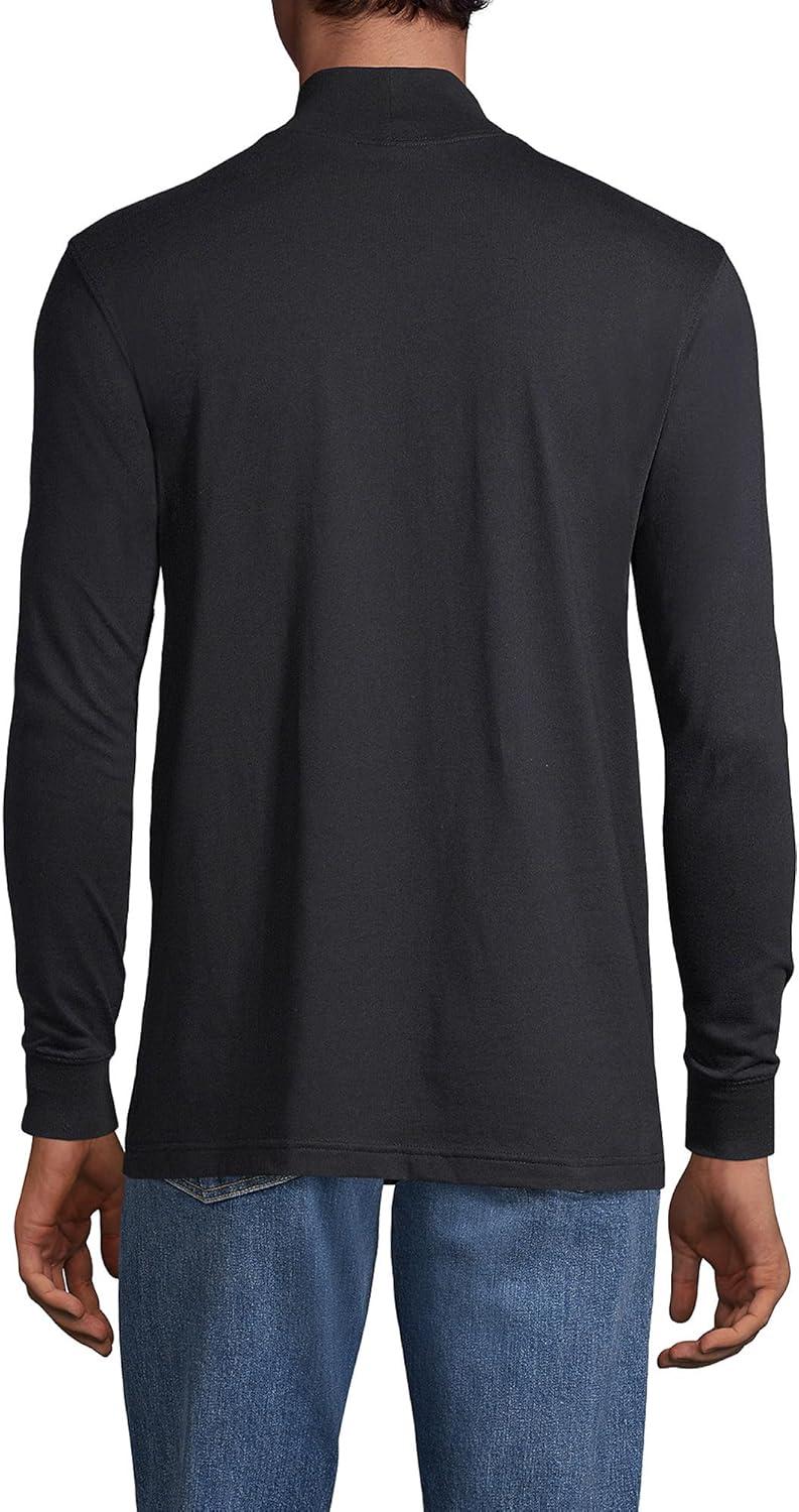 imageLands End Mens SuperT CottonBlend Mock Turtleneck ShirtBlack