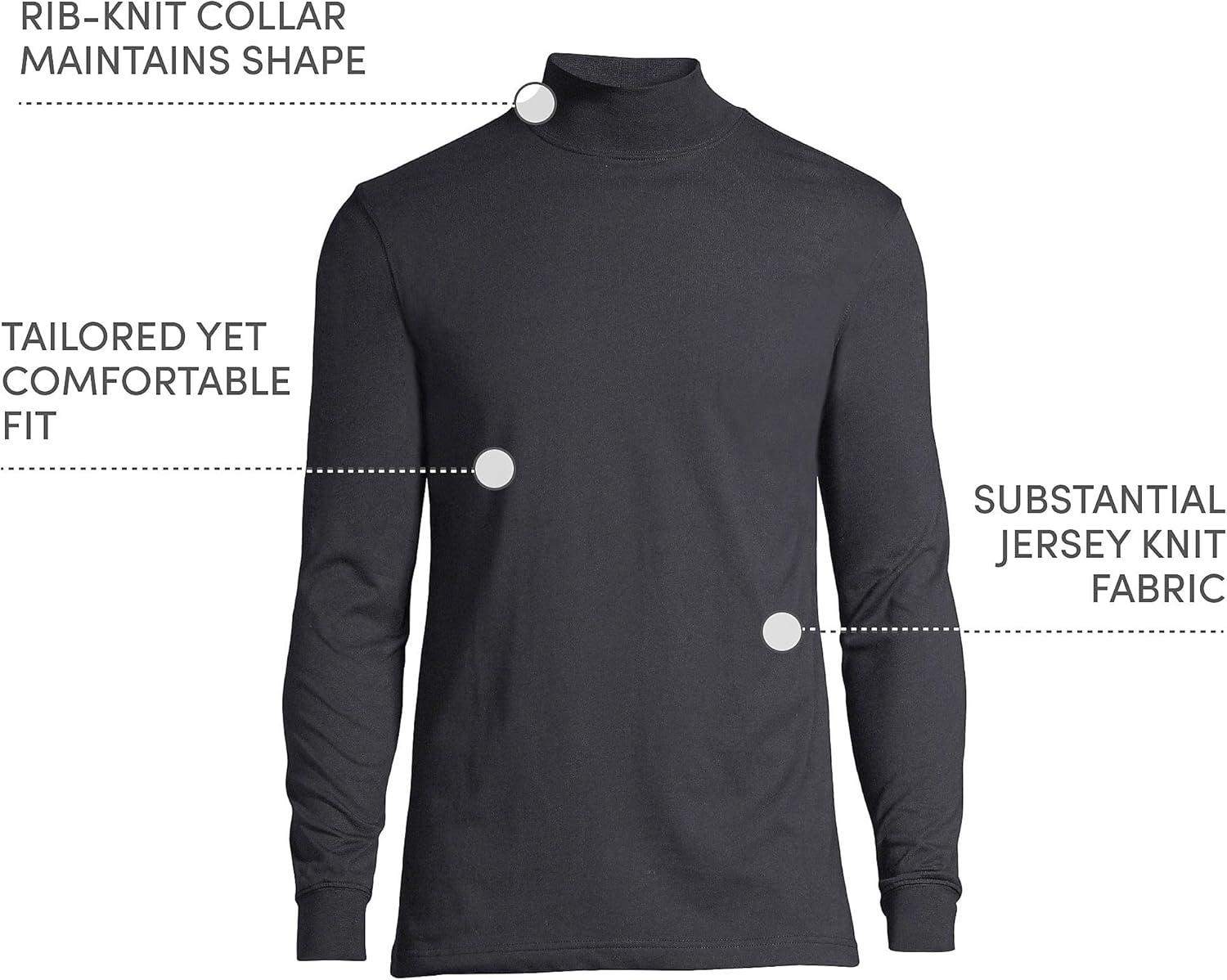 imageLands End Mens SuperT CottonBlend Mock Turtleneck ShirtBlack