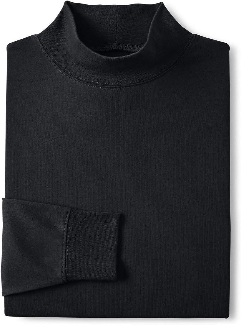 imageLands End Mens SuperT CottonBlend Mock Turtleneck ShirtBlack