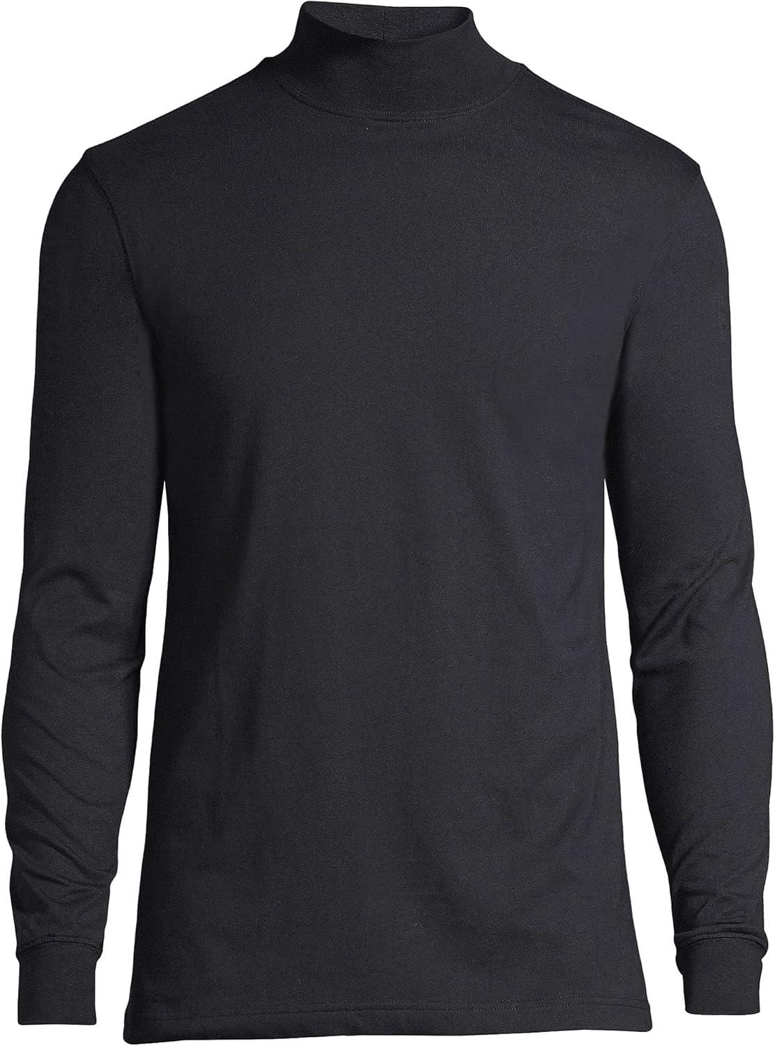 imageLands End Mens SuperT CottonBlend Mock Turtleneck ShirtBlack