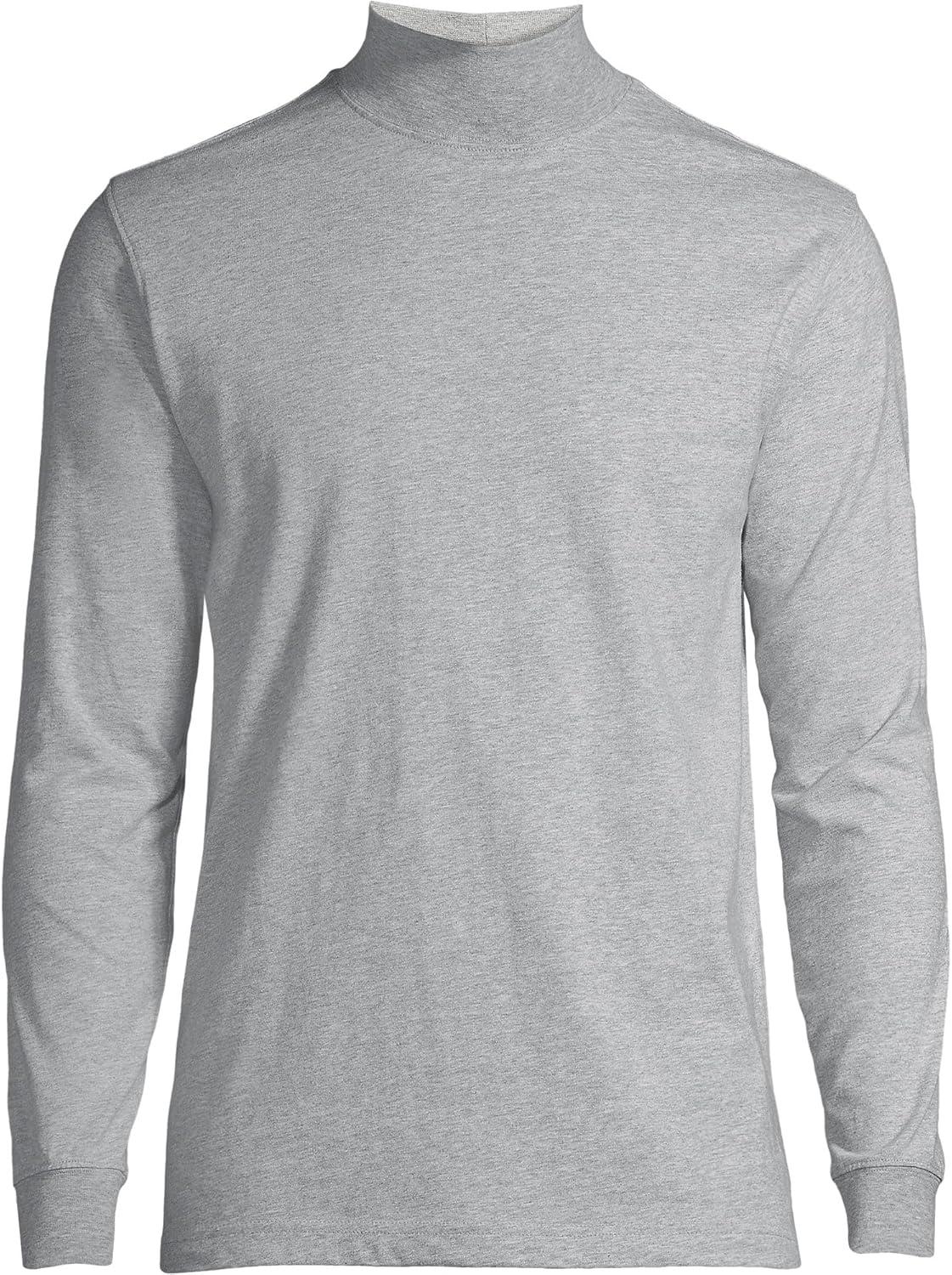 imageLands End Mens SuperT CottonBlend Mock Turtleneck ShirtGray Heather