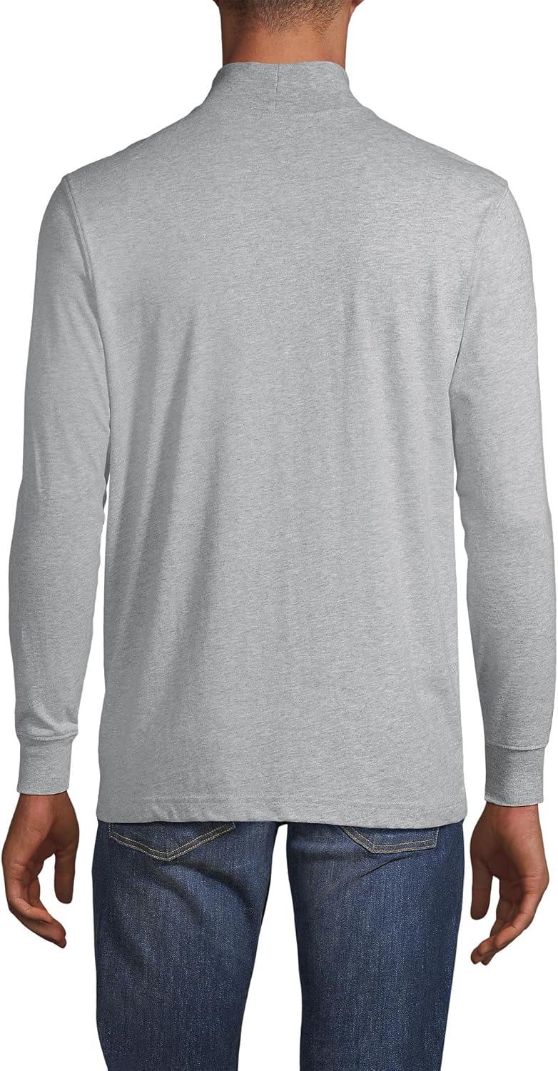 imageLands End Mens SuperT CottonBlend Mock Turtleneck ShirtGray Heather