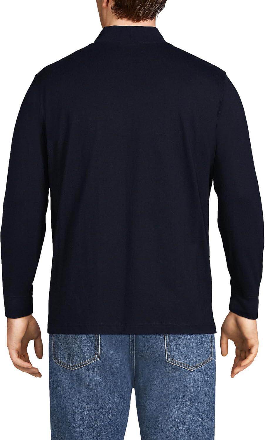 imageLands End Mens SuperT CottonBlend Mock Turtleneck ShirtRadiant Navy